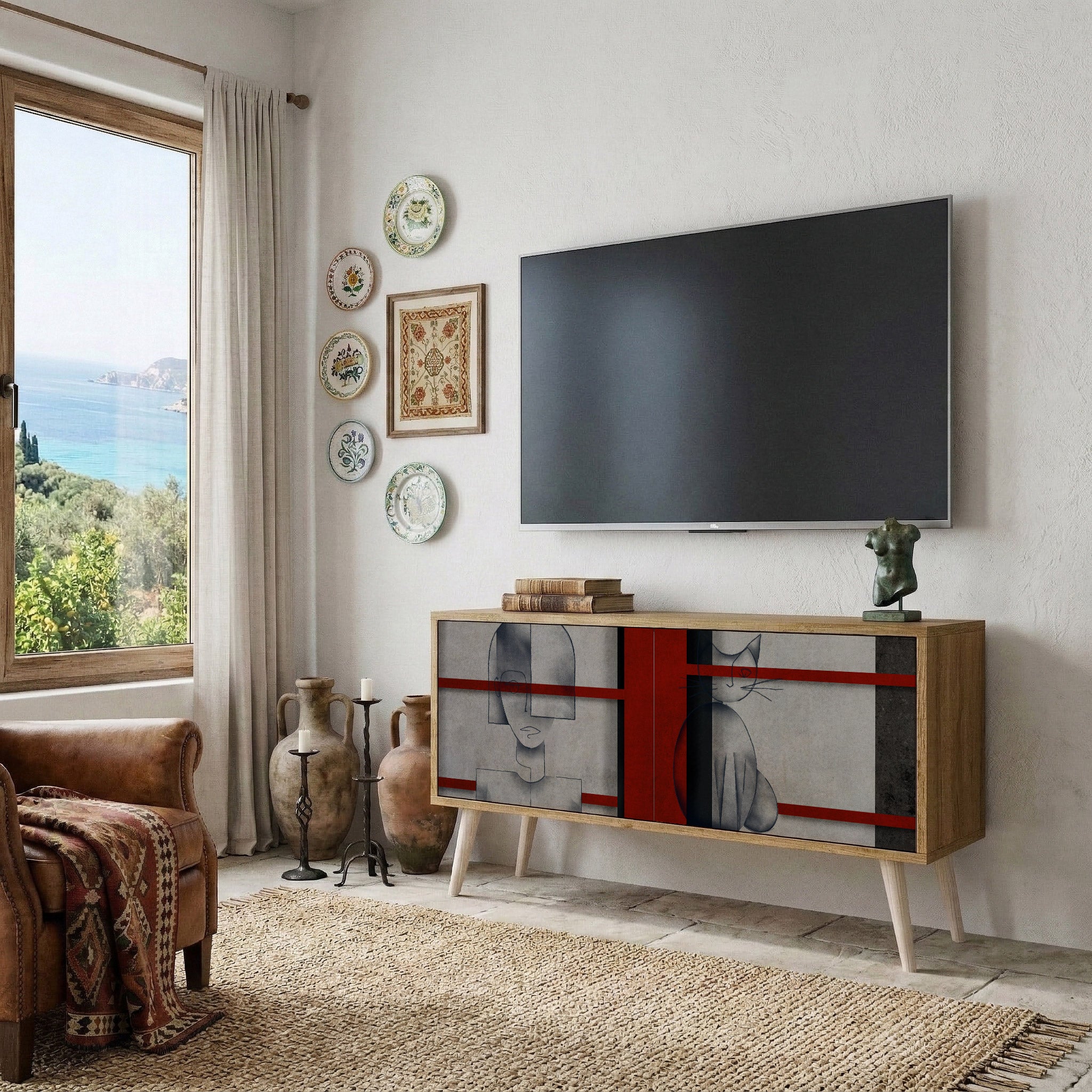 GRAY FIGURES Compact 2-Door TV Cabinet