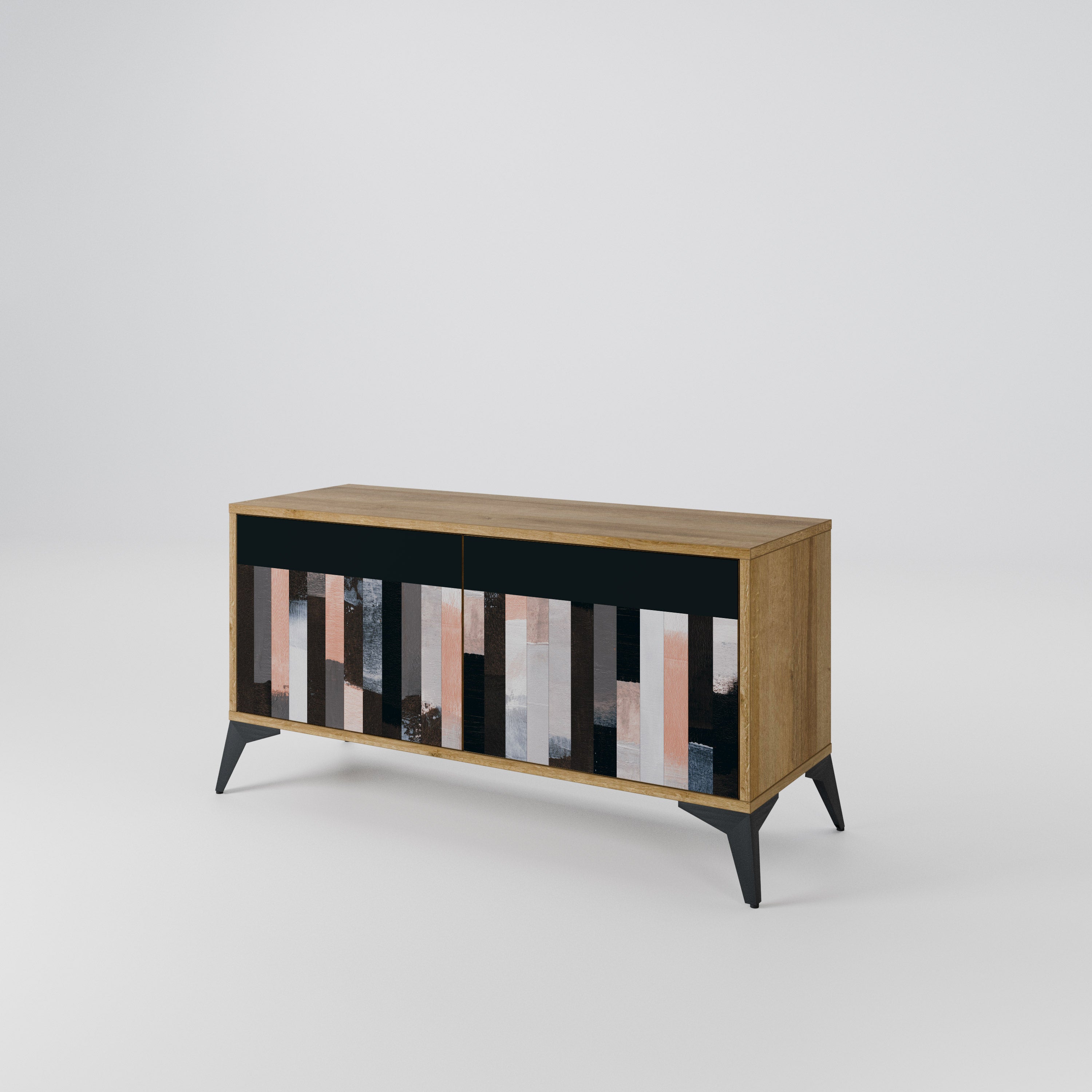 COLLAGE OF RECTANGLES Compact 2-Door TV Cabinet