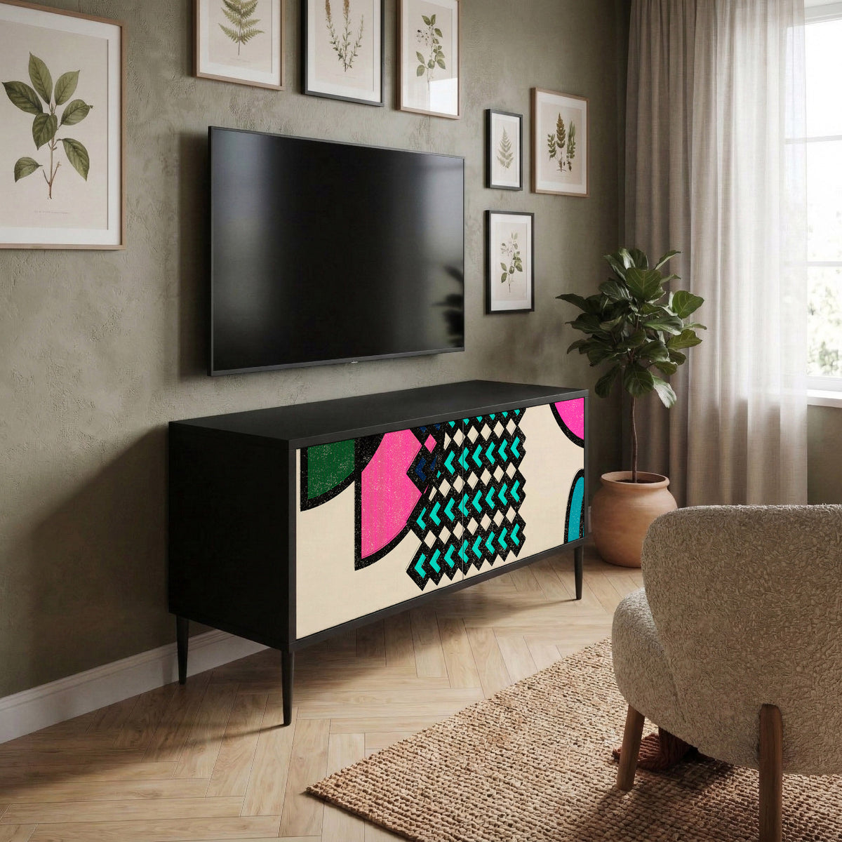 GEOMETRIC RHAPSODY Compact 2-Door TV Cabinet