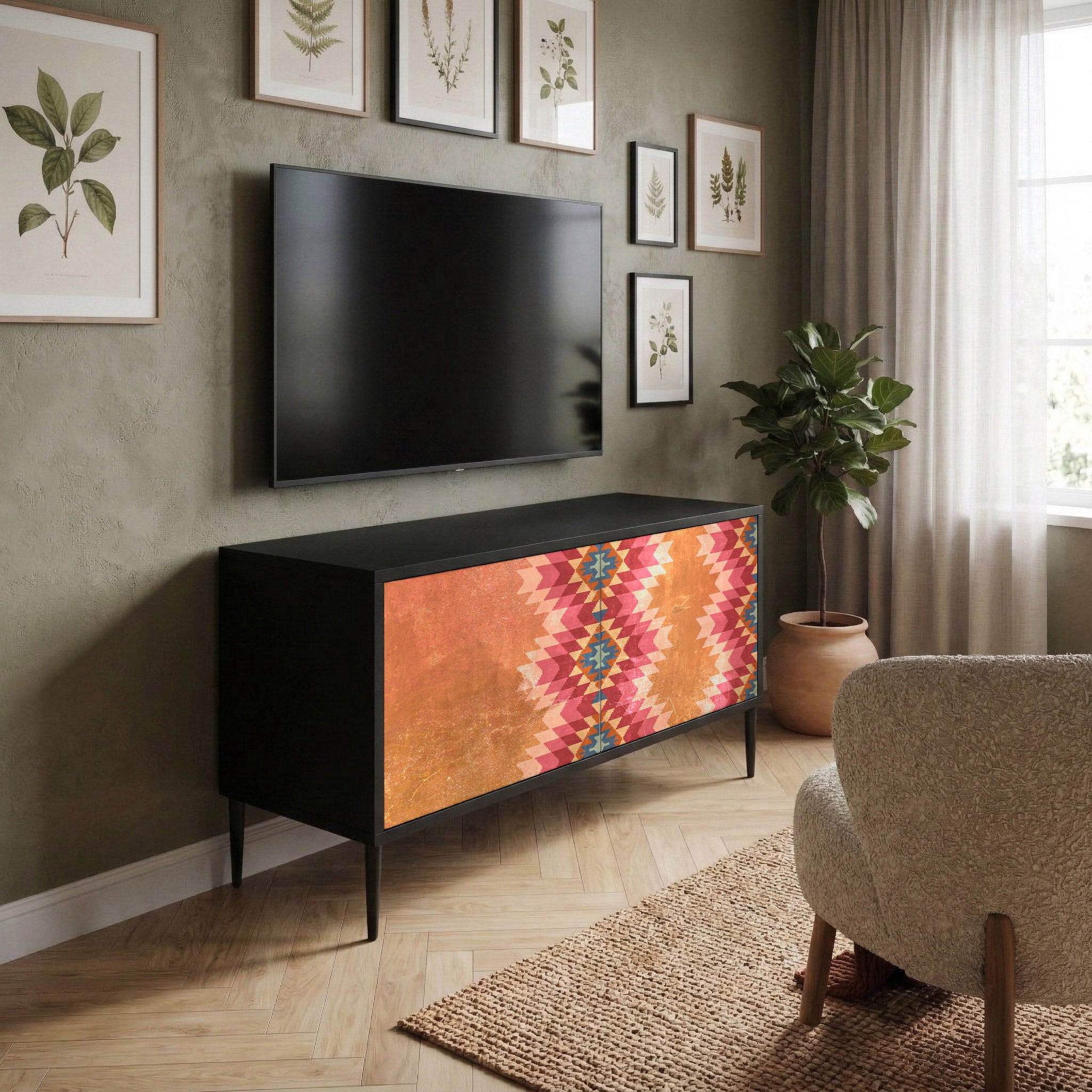 INDIAN FOLK Compact 2-Door TV Cabinet