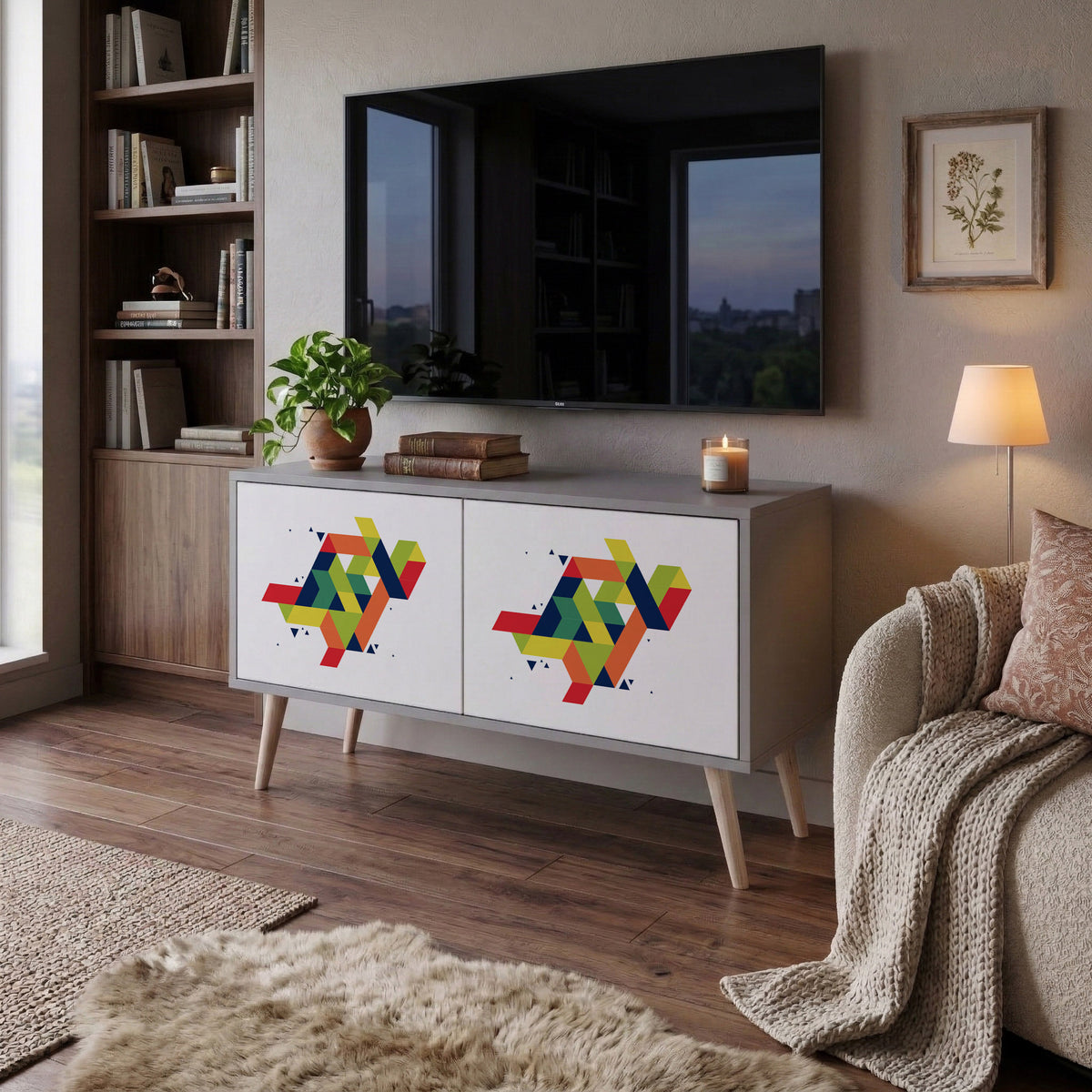 FUTURE SIGN Compact 2-Door TV Cabinet