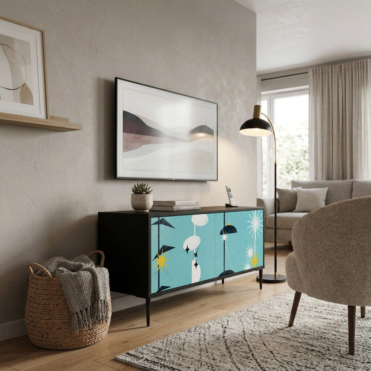 PATHS TO HAPPINESS Compact 2-Door TV Cabinet