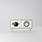 BLACK AND WHITE COMBINATION Compact 2-Door TV Cabinet