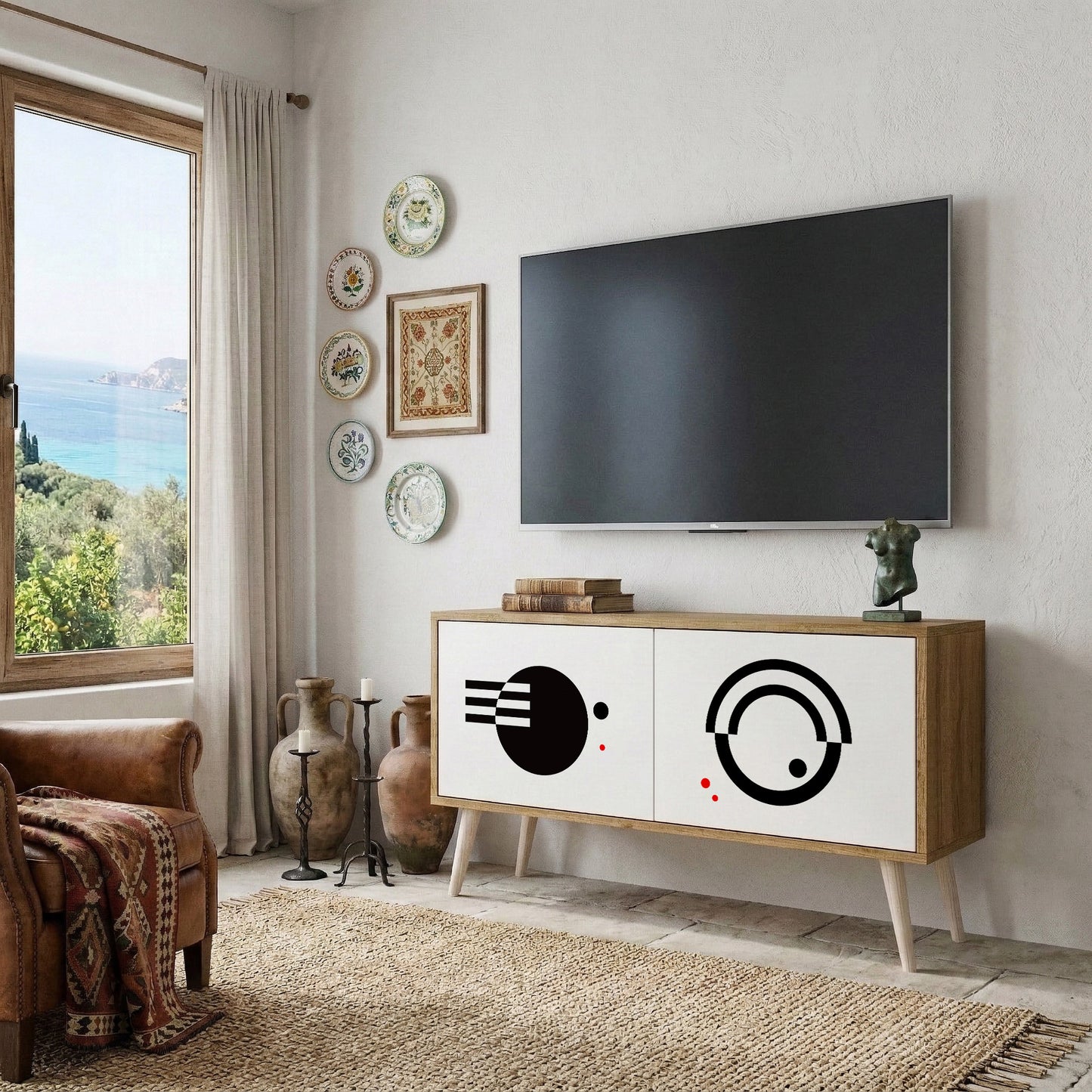BLACK AND WHITE COMBINATION Kompaktes 2-türiges TV-Lowboard