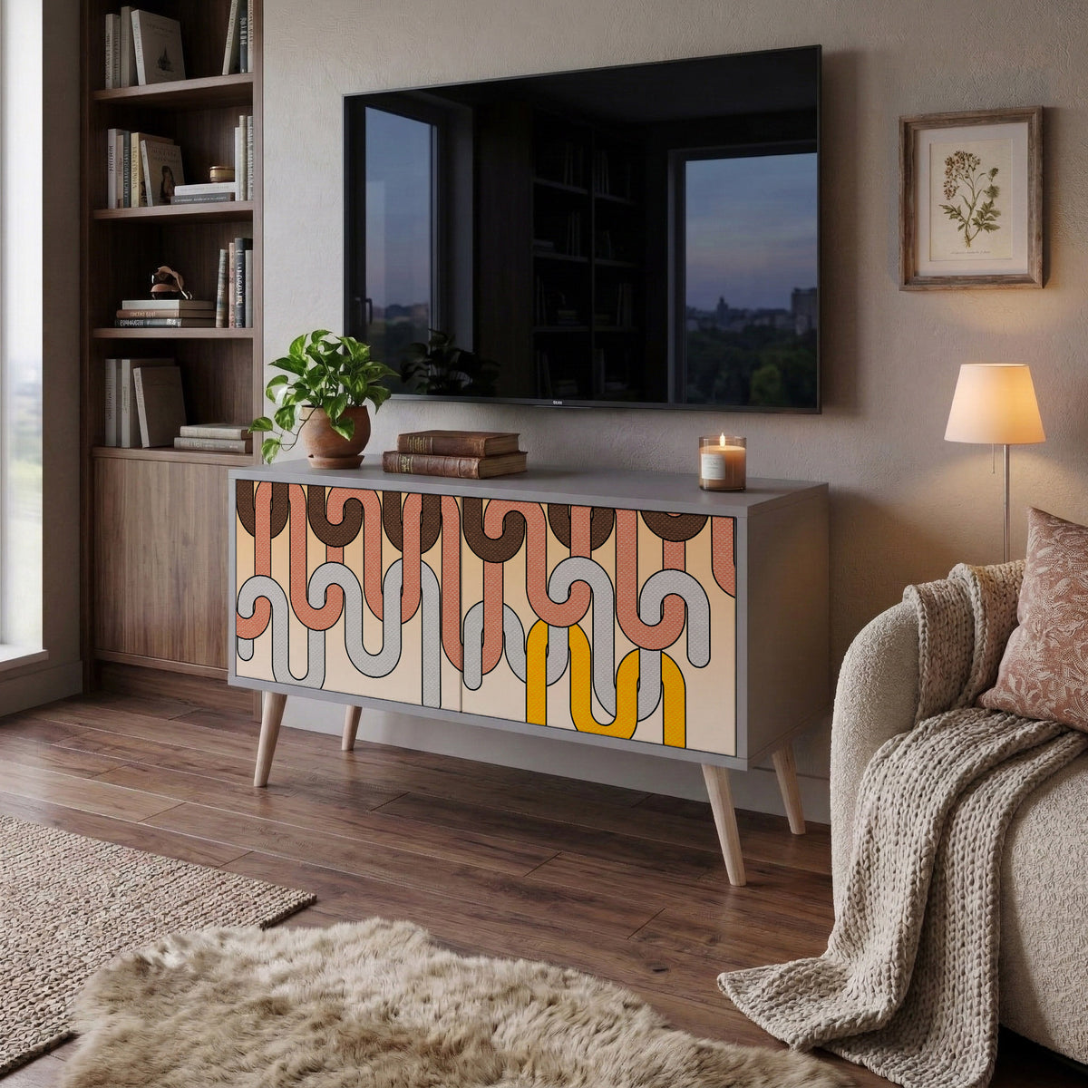 COLORFUL STRINGS Compact 2-Door TV Cabinet