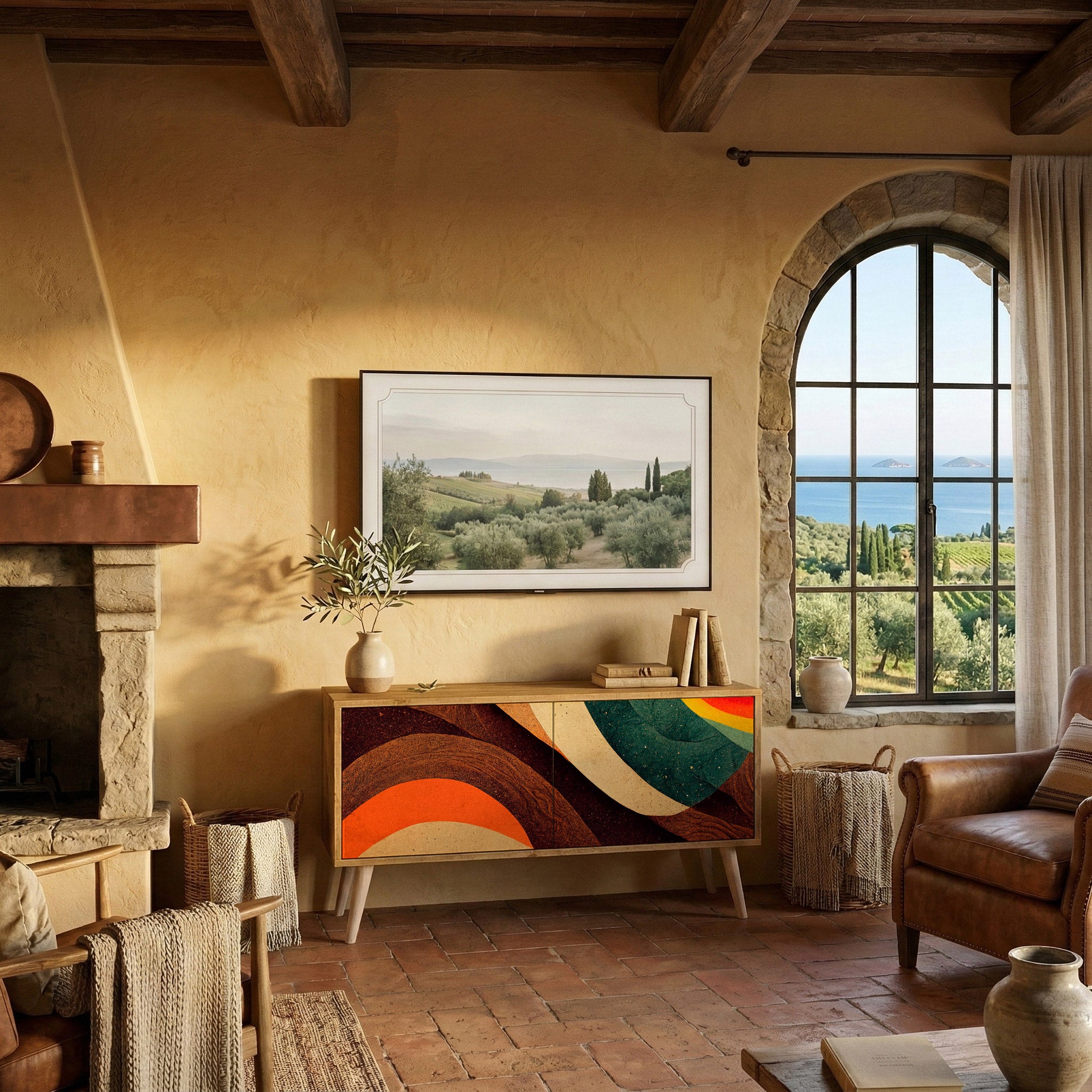 COLORFUL STRANDS Compact 2-Door TV Cabinet