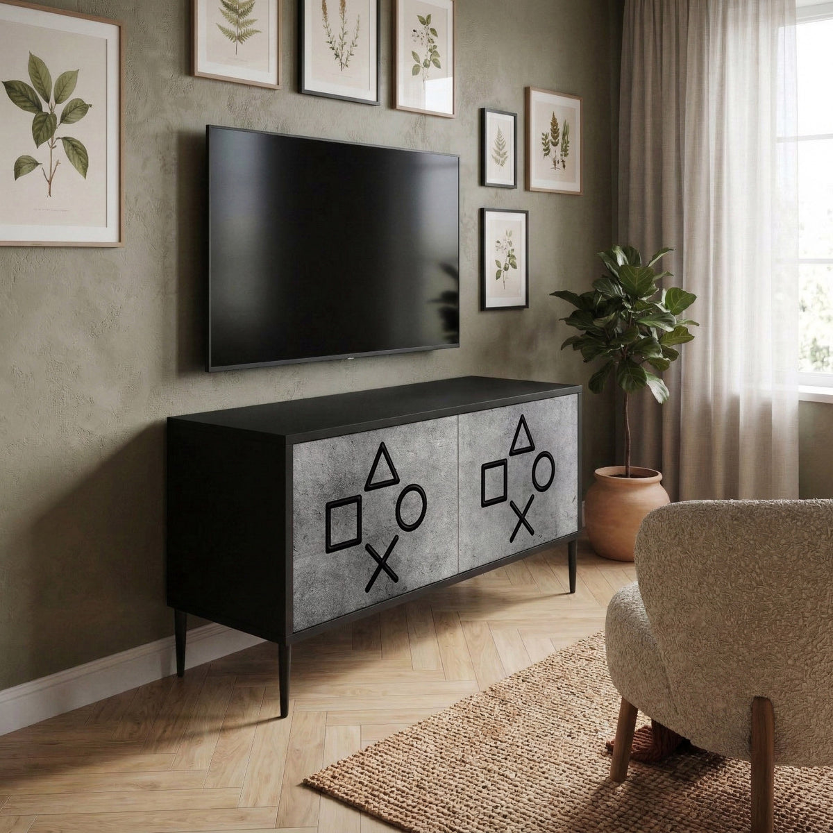 GAMER CHOICE Compact 2-Door TV Cabinet