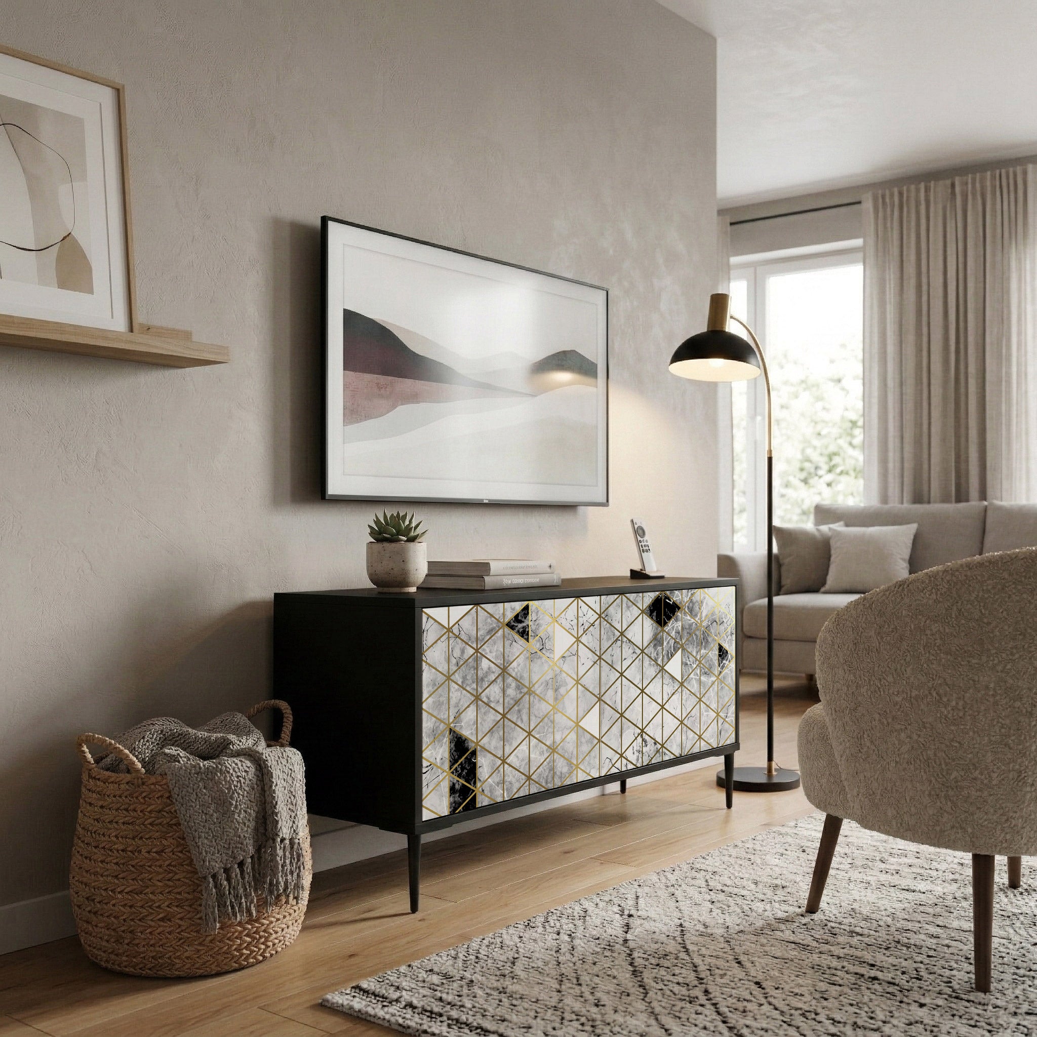 ASHEN ARIA Kompaktes 2-türiges TV-Lowboard