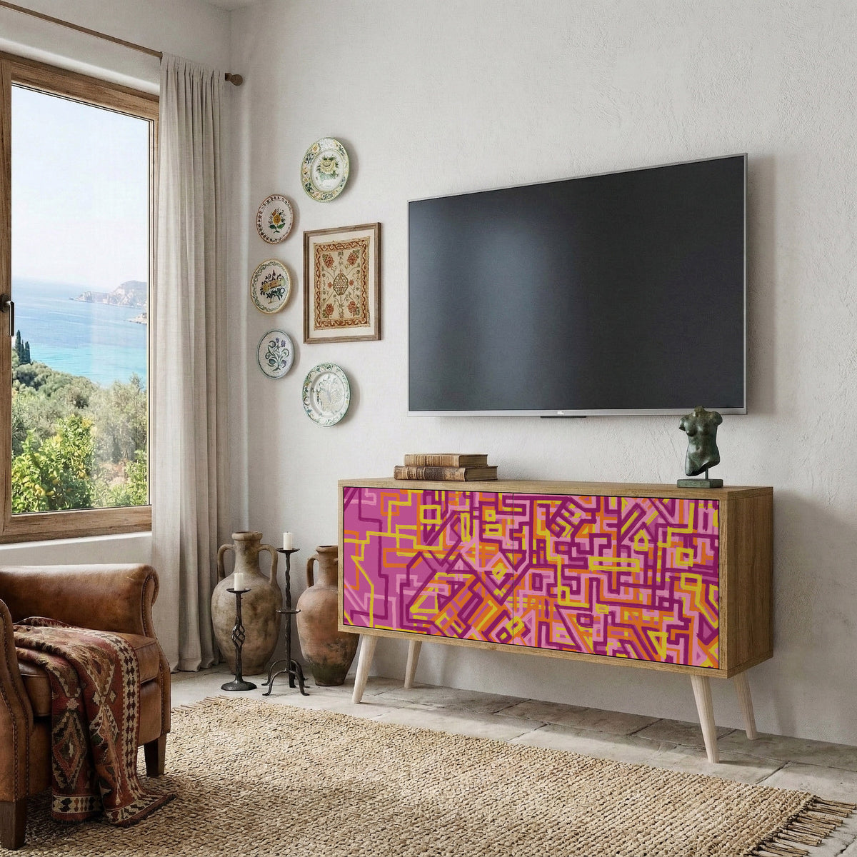 LOVELY MEMORIES Compact 2-Door TV Cabinet
