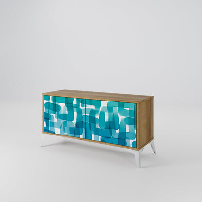 TURQUOISE RECTANGLES Kompaktes 2-türiges TV-Lowboard