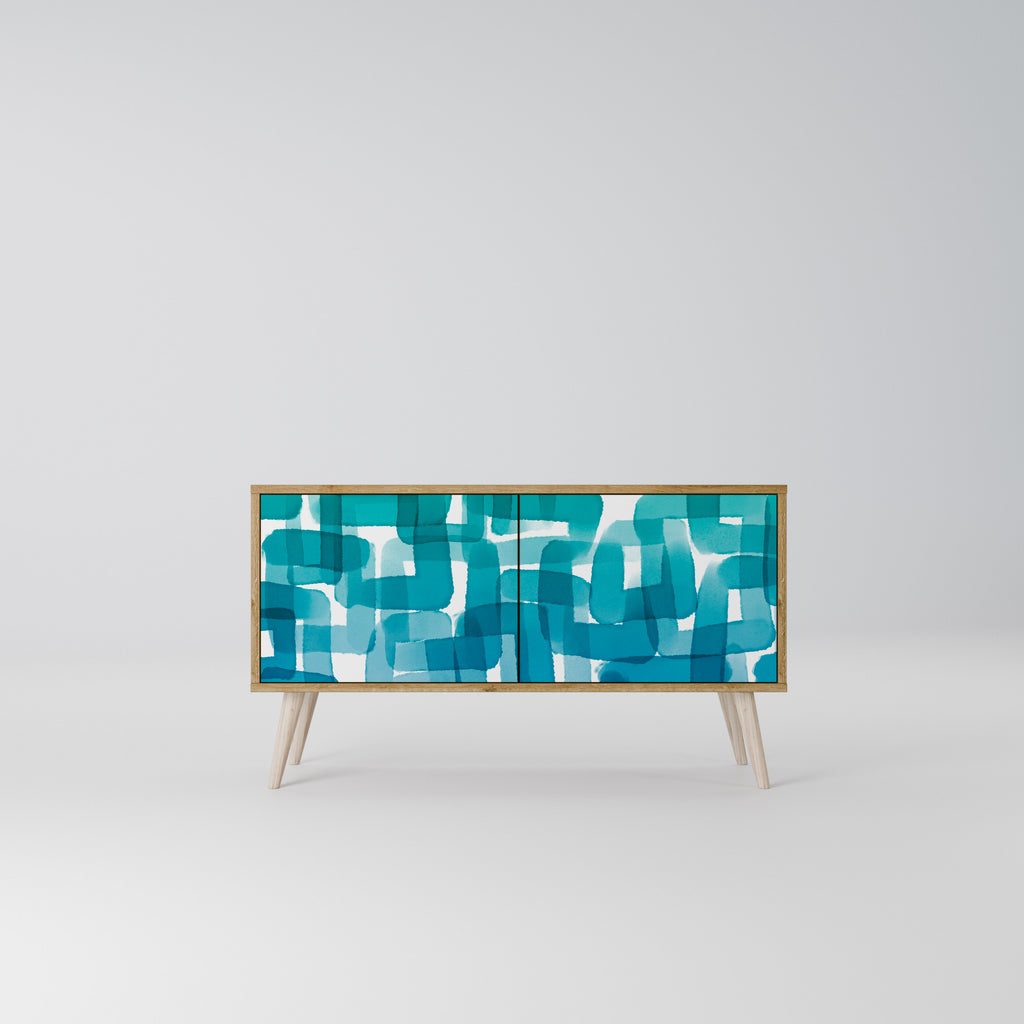 TURQUOISE RECTANGLES Kompaktes 2-türiges TV-Lowboard