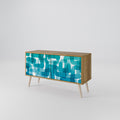 TURQUOISE RECTANGLES Compact 2-Door TV Cabinet