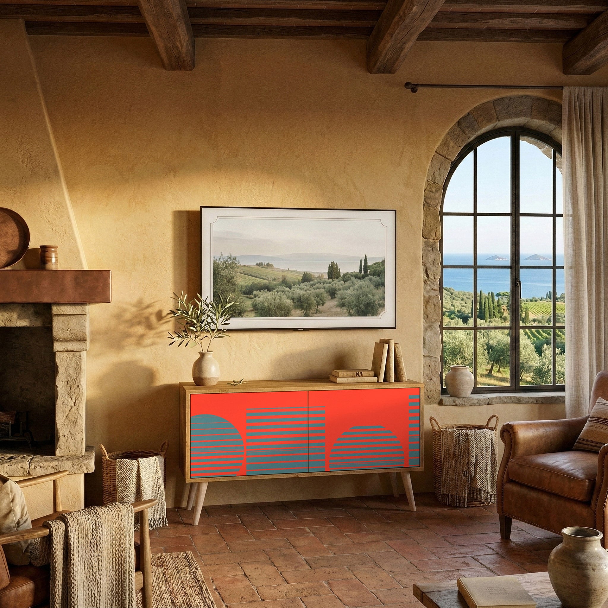 RISING GEOMETRY STARS Compact 2-Door TV Cabinet