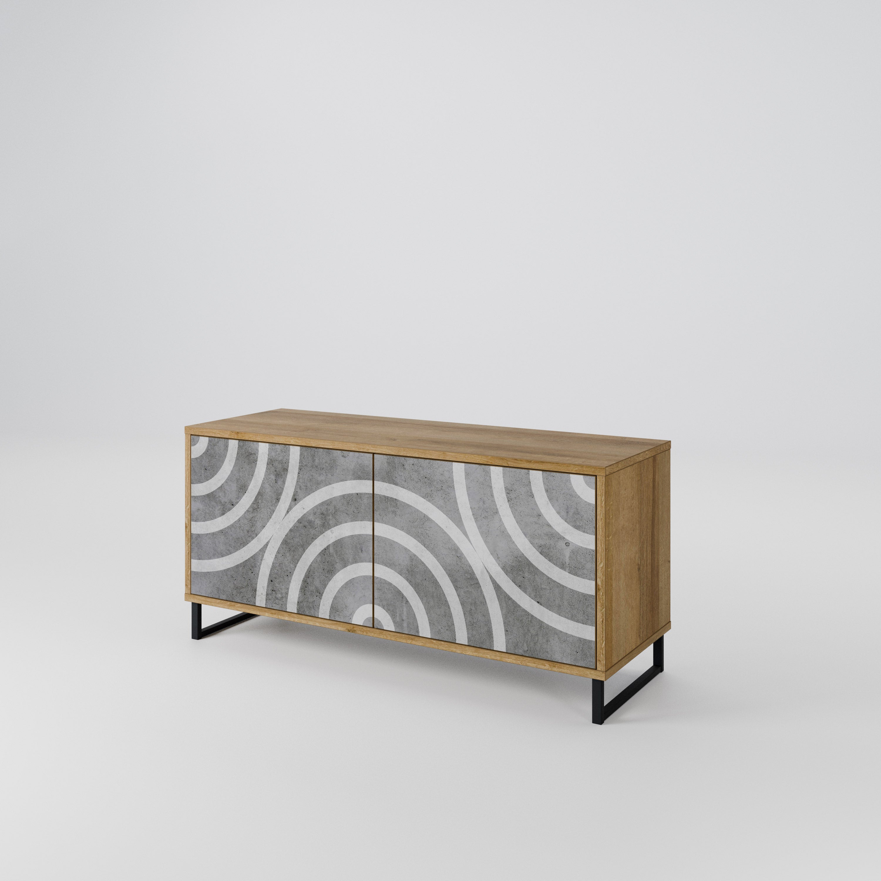 CIRCLE CONCRETE Kompaktes 2-türiges TV-Lowboard