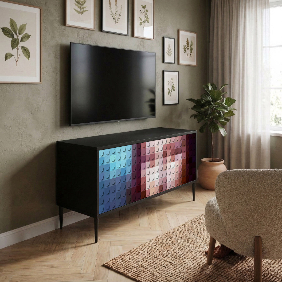 CONSTRUCTIVE ART Compact 2-Door TV Cabinet