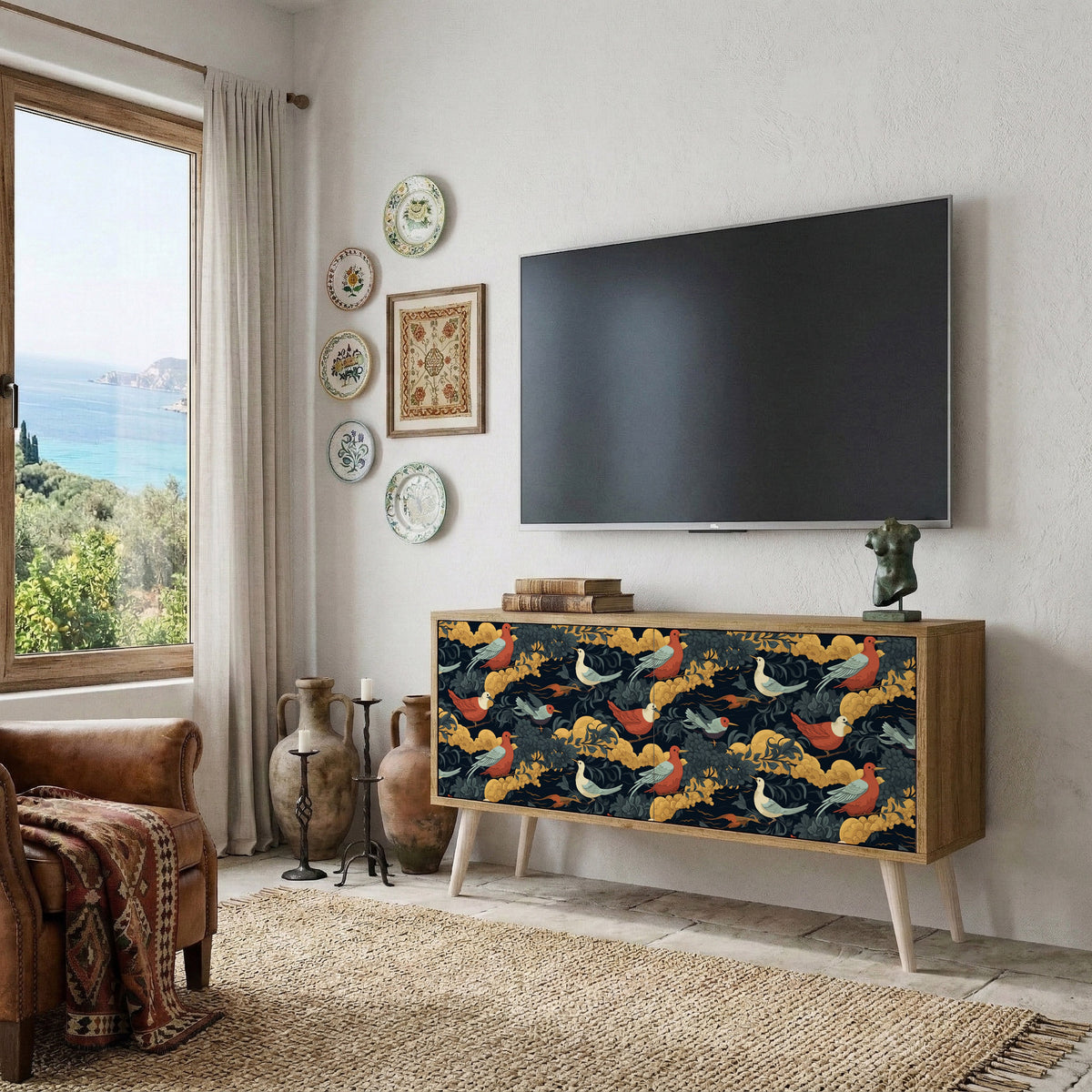 FOWLY DAZE Compact 2-Door TV Cabinet