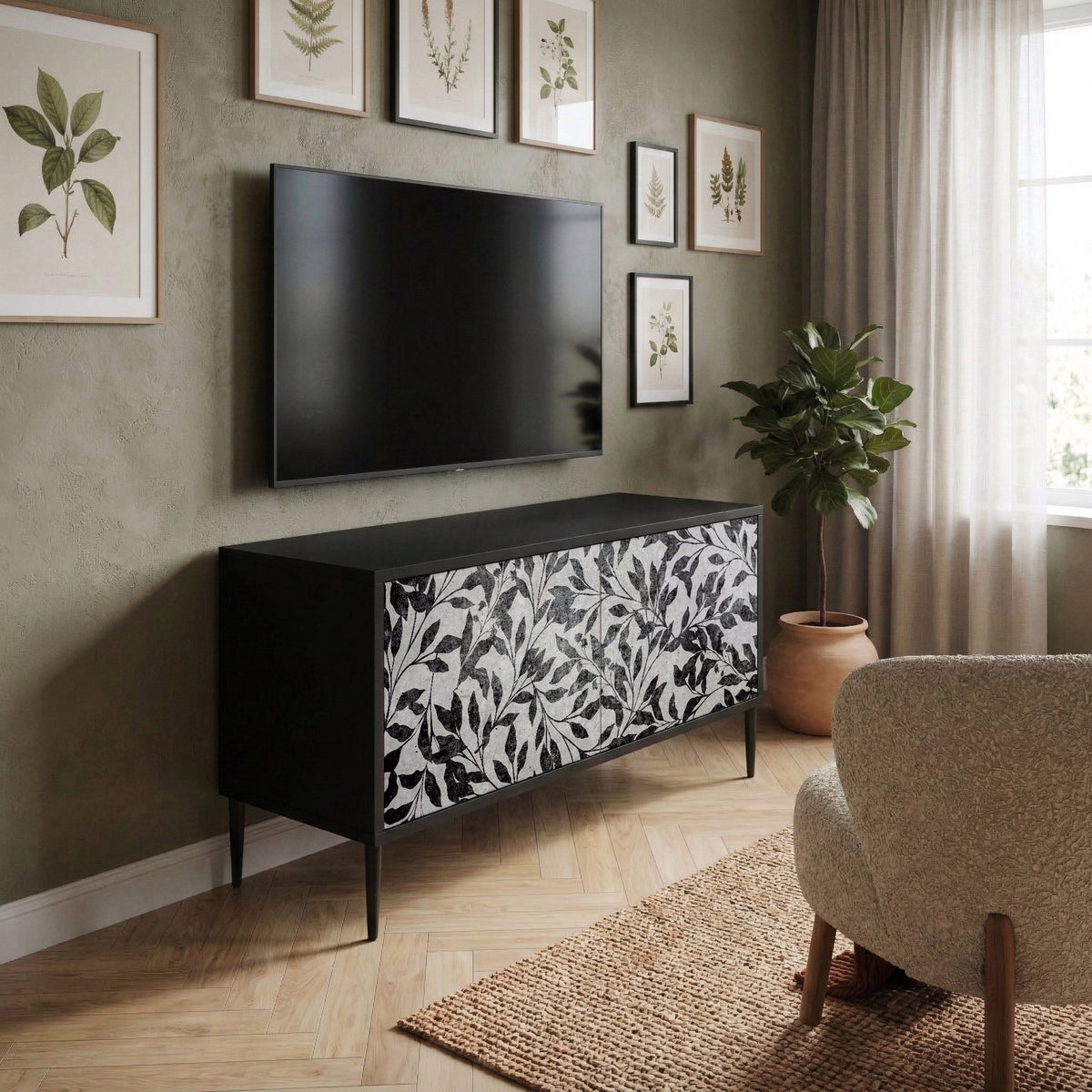 CHARCOAL SPROUT Kompaktes 2-türiges TV-Lowboard