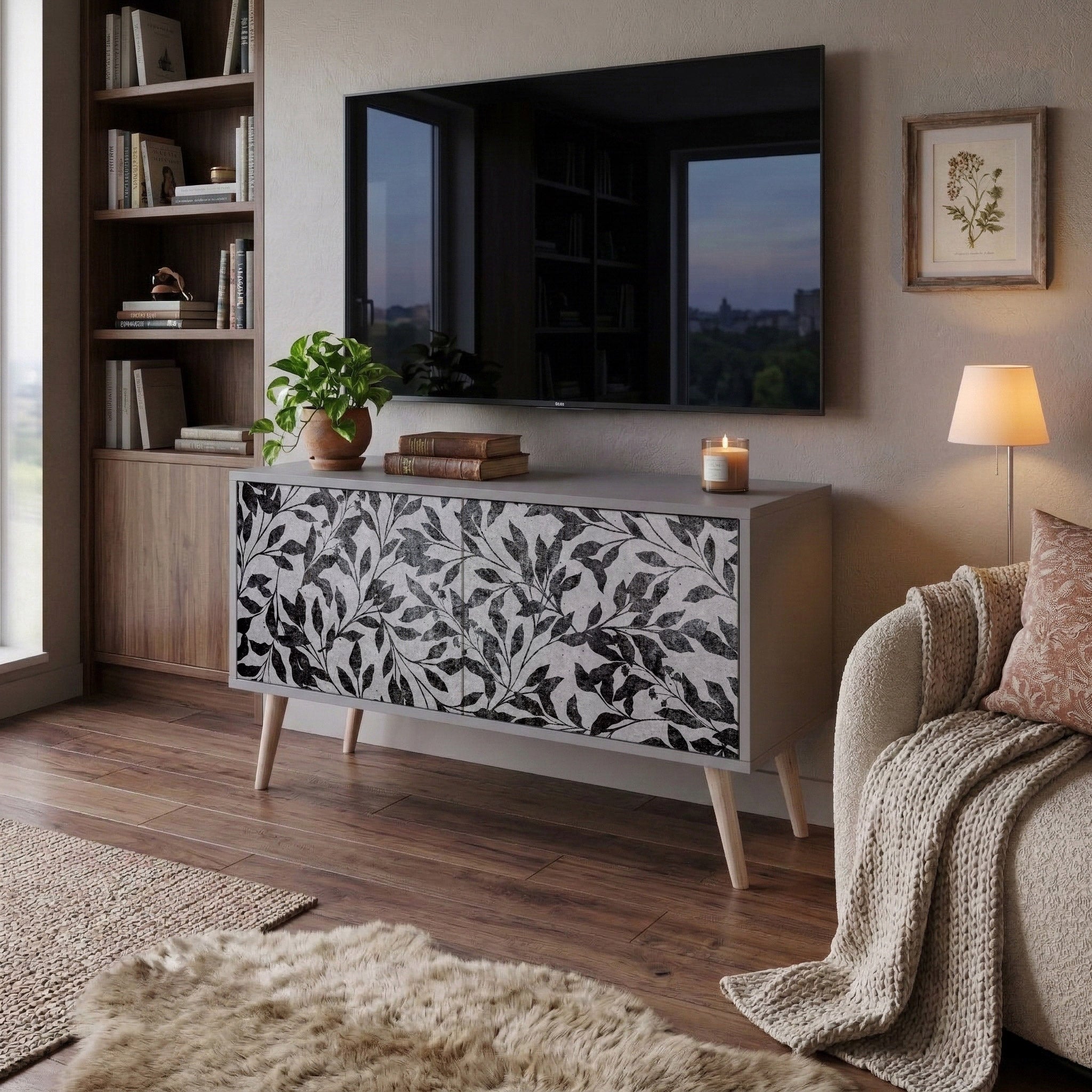 CHARCOAL SPROUT Kompaktes 2-türiges TV-Lowboard