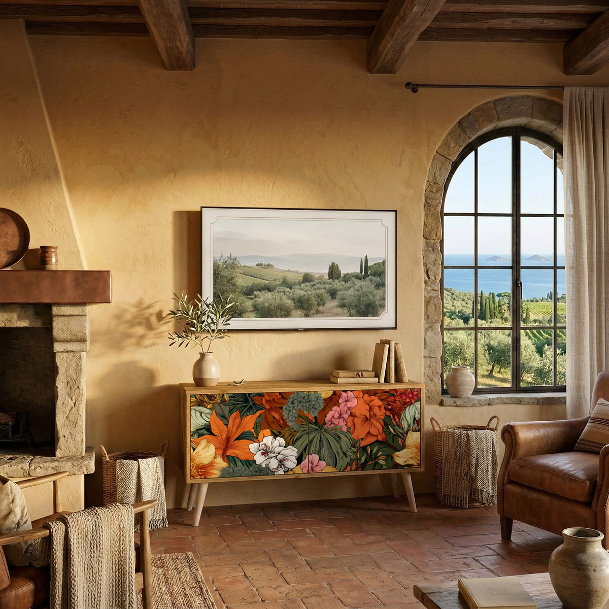 RADIANT FLORA Compact 2-Door TV Cabinet