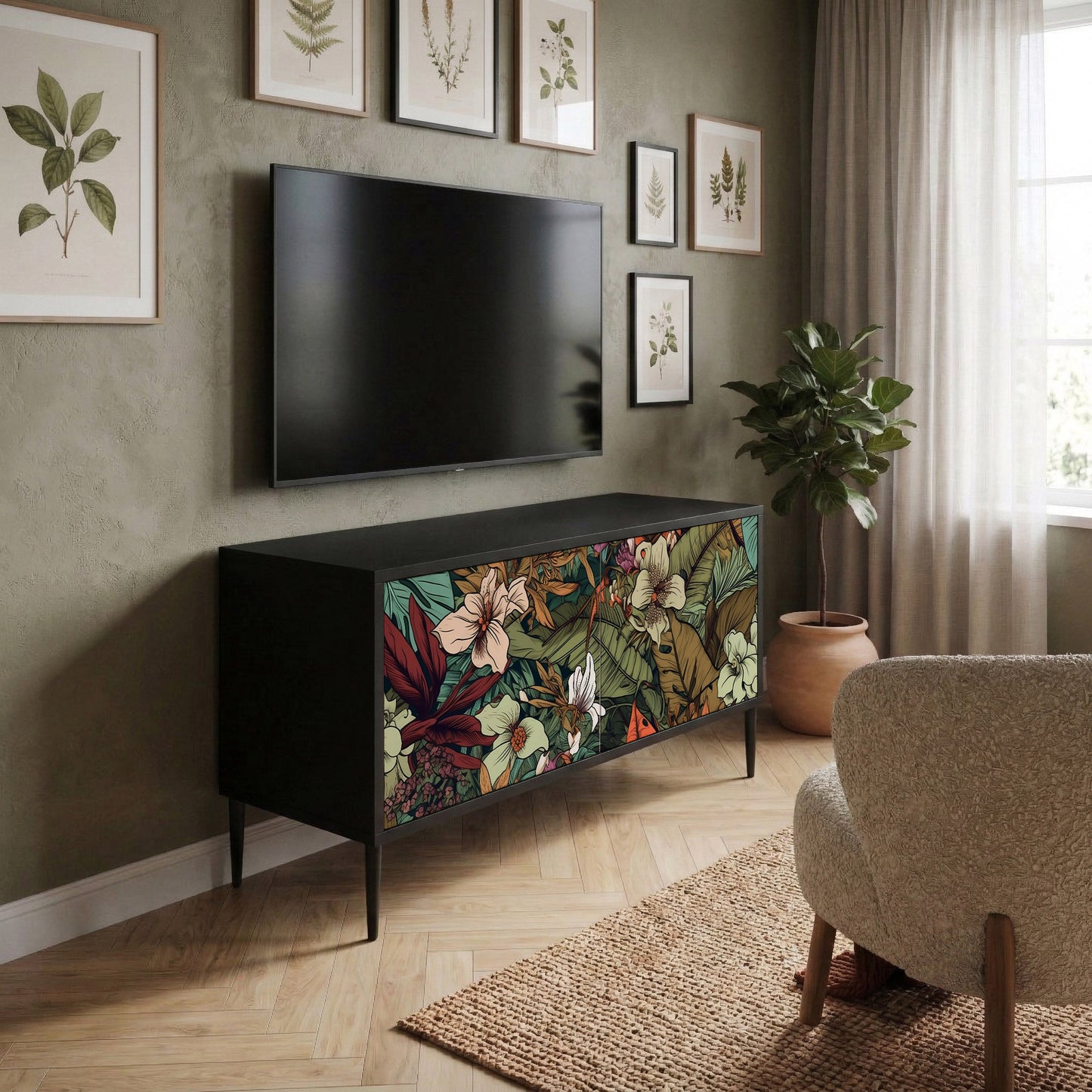 BOTANICAL EMERGENCE Kompaktes 2-türiges TV-Lowboard
