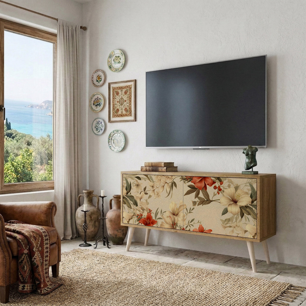 BLOOMING HARMONY Compact 2-Door TV Cabinet
