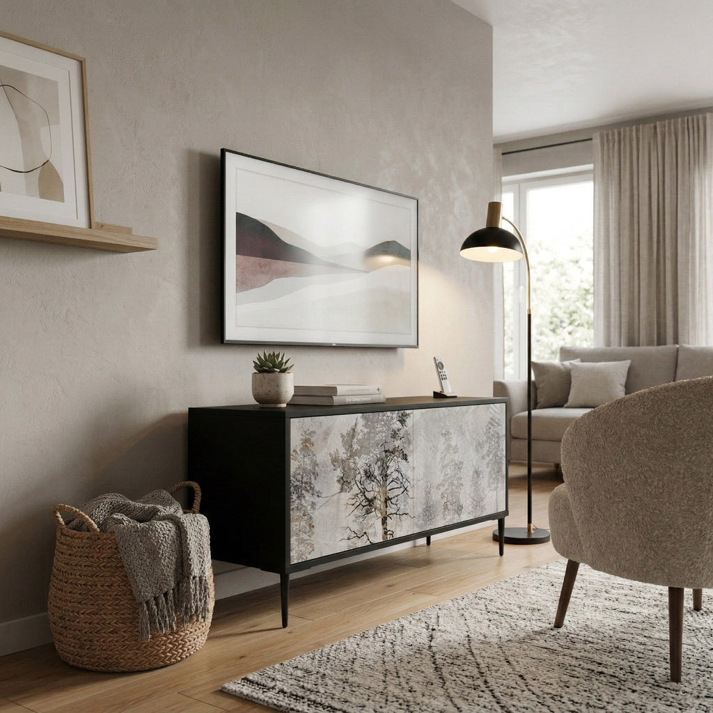 FADE IN THE TREES Compact 2-Door TV Cabinet