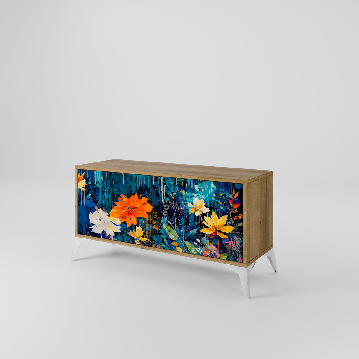 MIDNIGHT BLOSSOM Compact 2-Door TV Cabinet