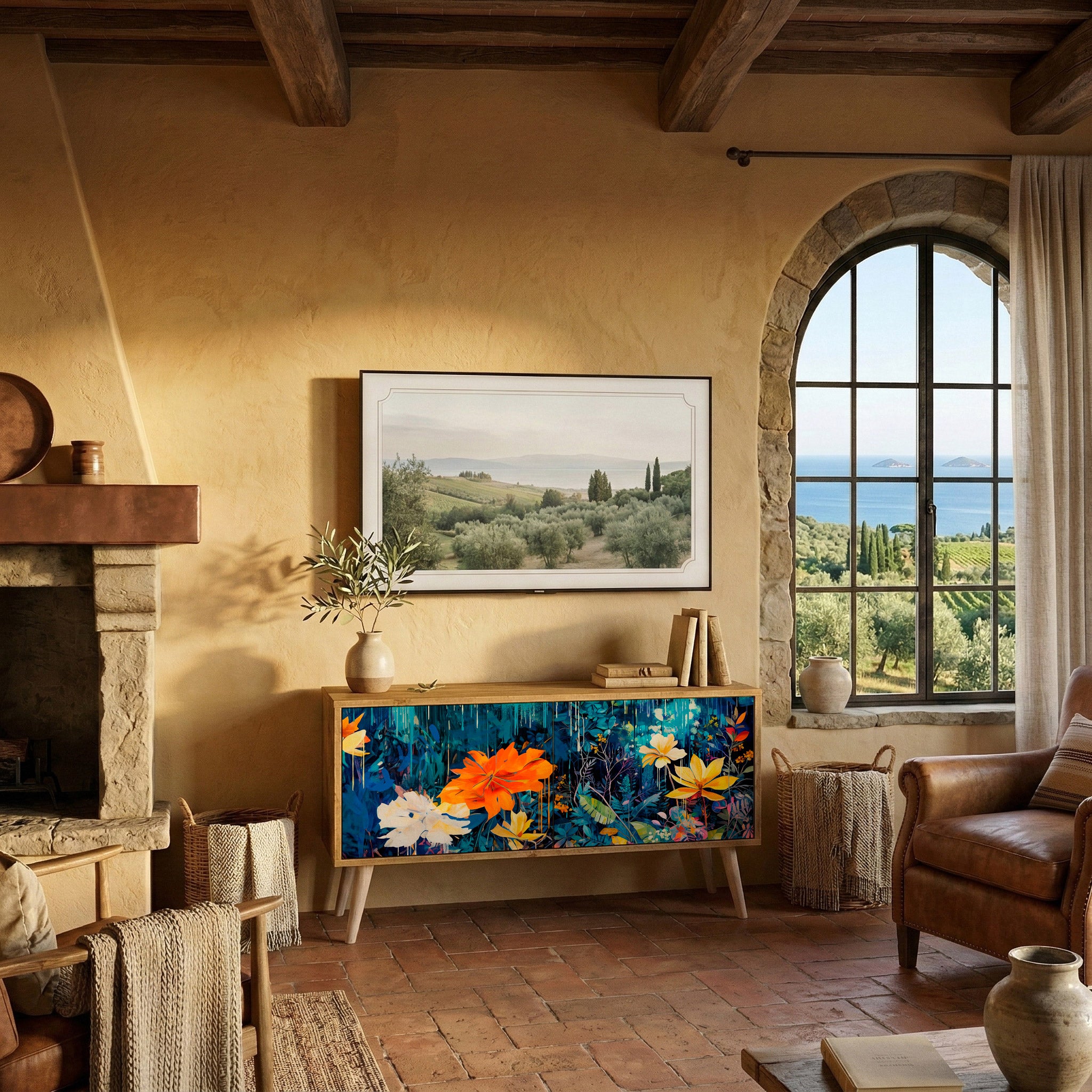 MIDNIGHT BLOSSOM Kompaktes 2-türiges TV-Lowboard