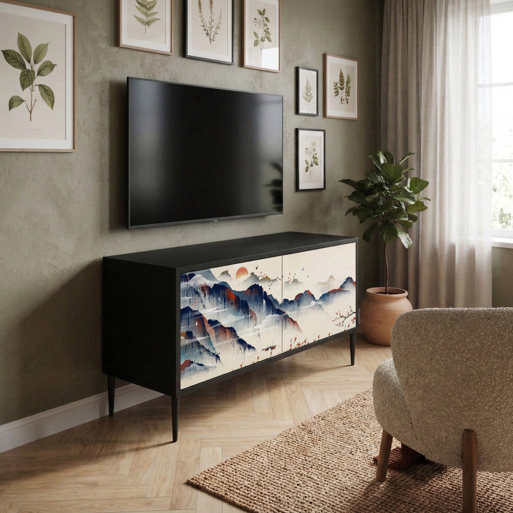 JAPANESE LANDSCAPE Compact 2-Door TV Cabinet