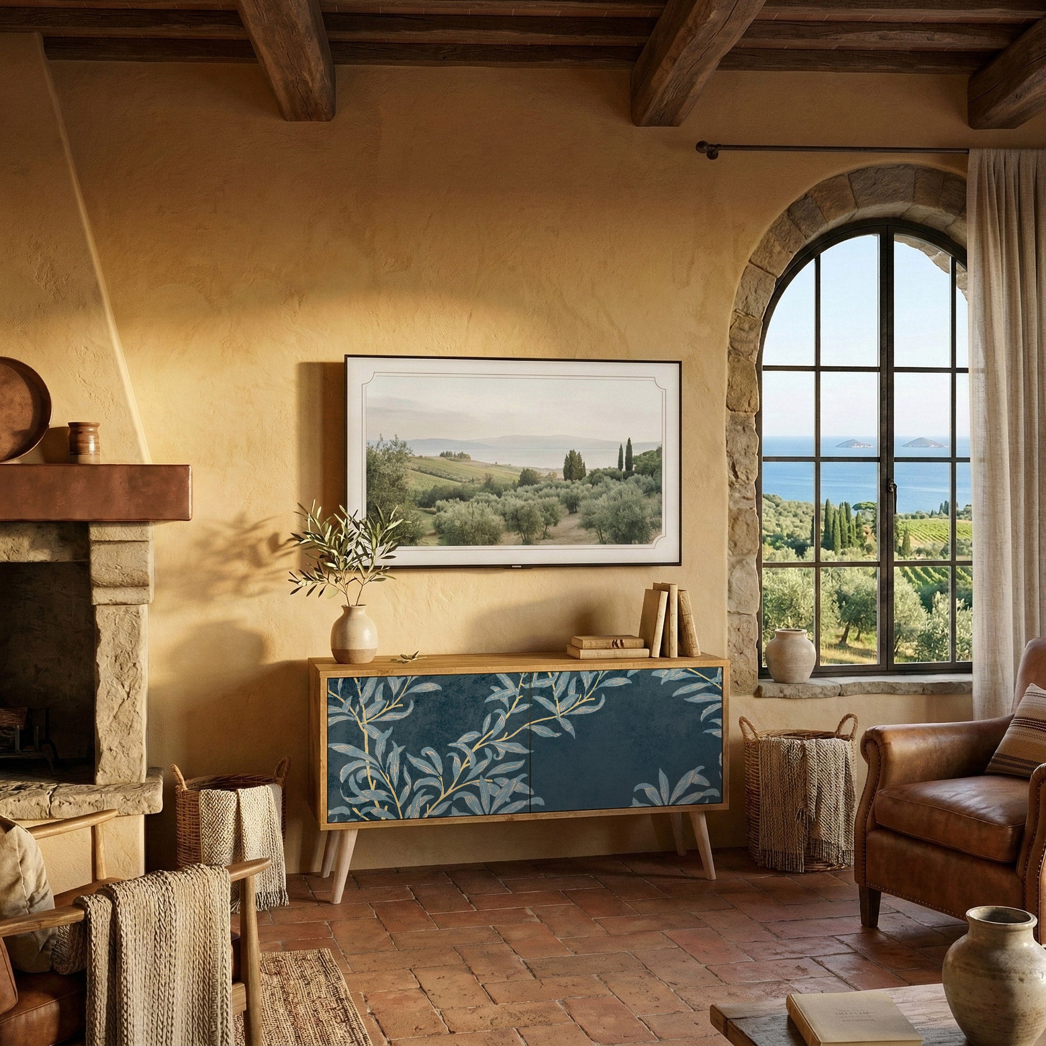 BLUE LEAVES Kompaktes 2-türiges TV-Lowboard