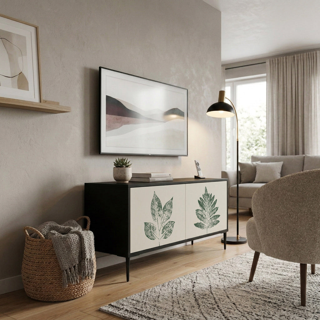 GREEN LEAFY STAMPS Kompaktes 2-türiges TV-Lowboard