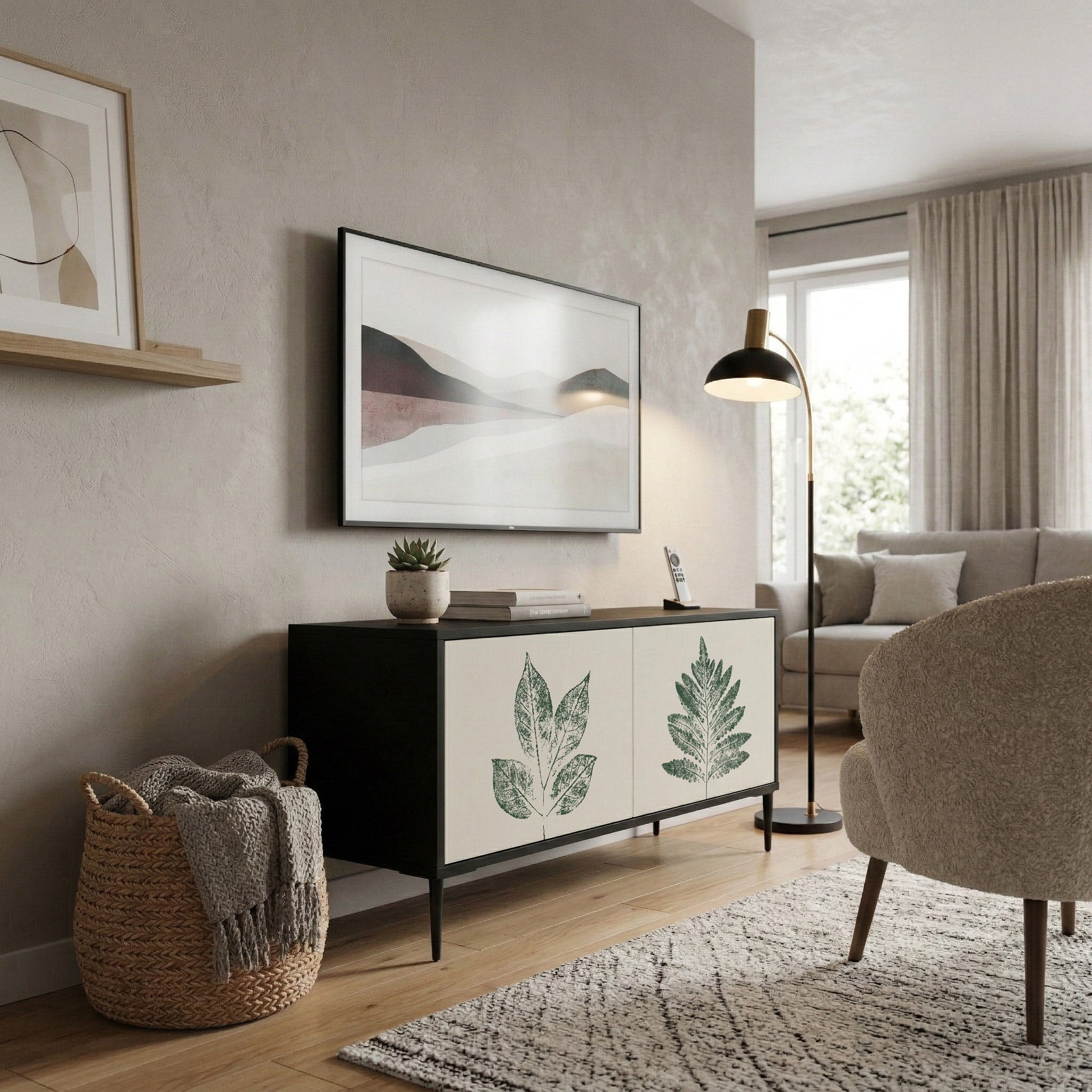 GREEN LEAFY STAMPS Kompaktes 2-türiges TV-Lowboard