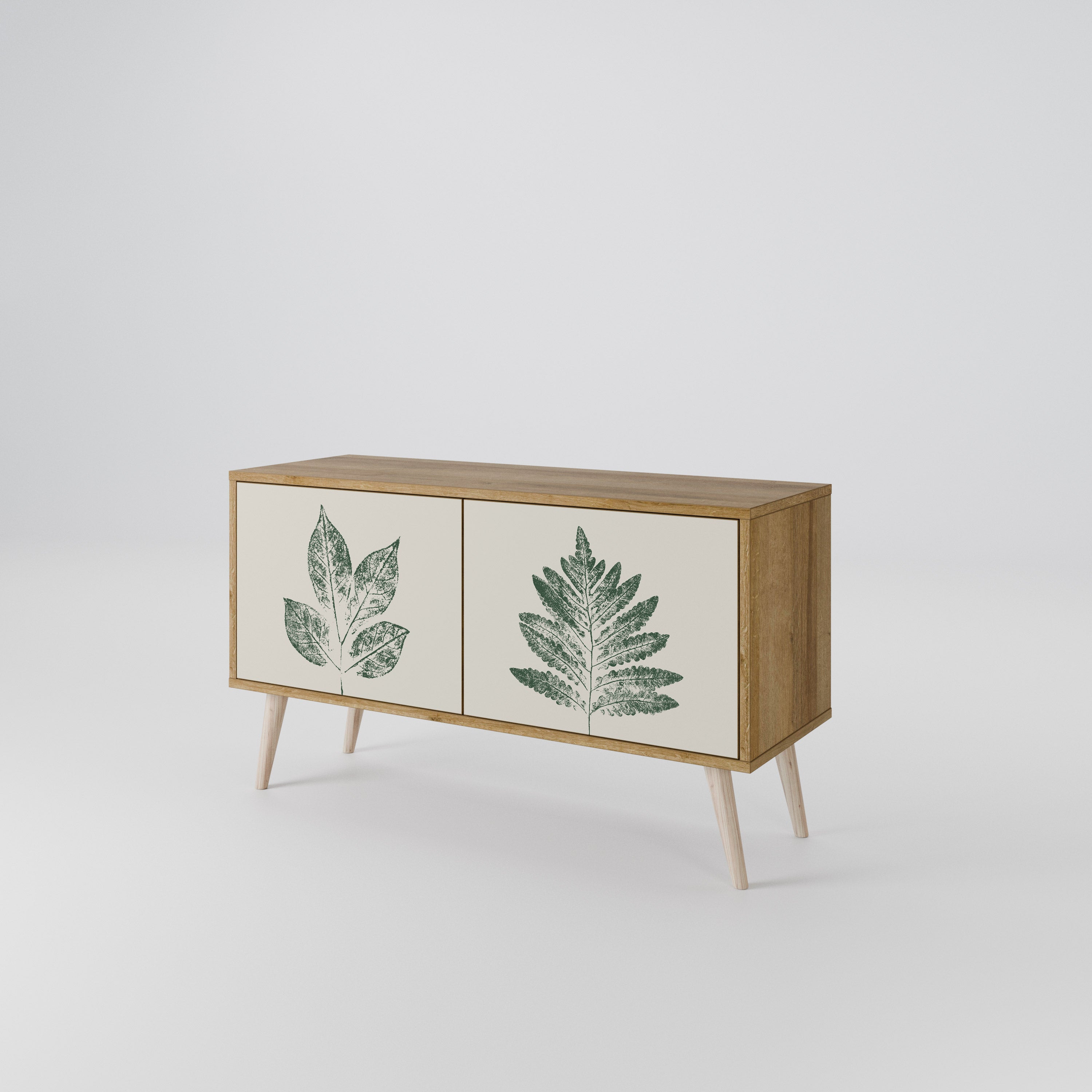 GREEN LEAFY STAMPS Compact 2-Door TV Cabinet