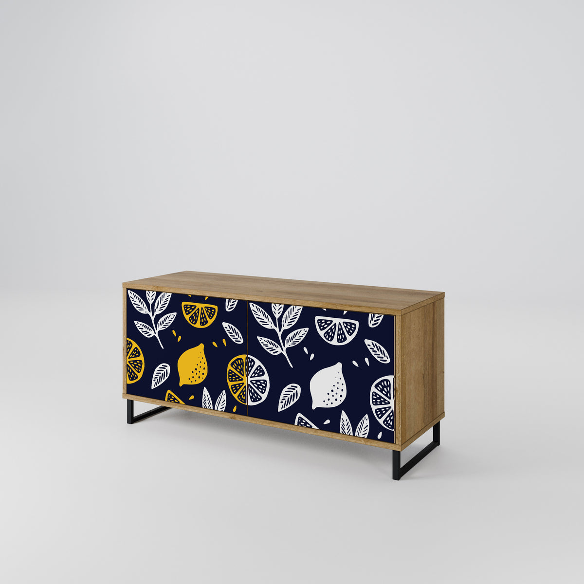 CITRUS BLACK AND WHITE Compact 2-Door TV Cabinet