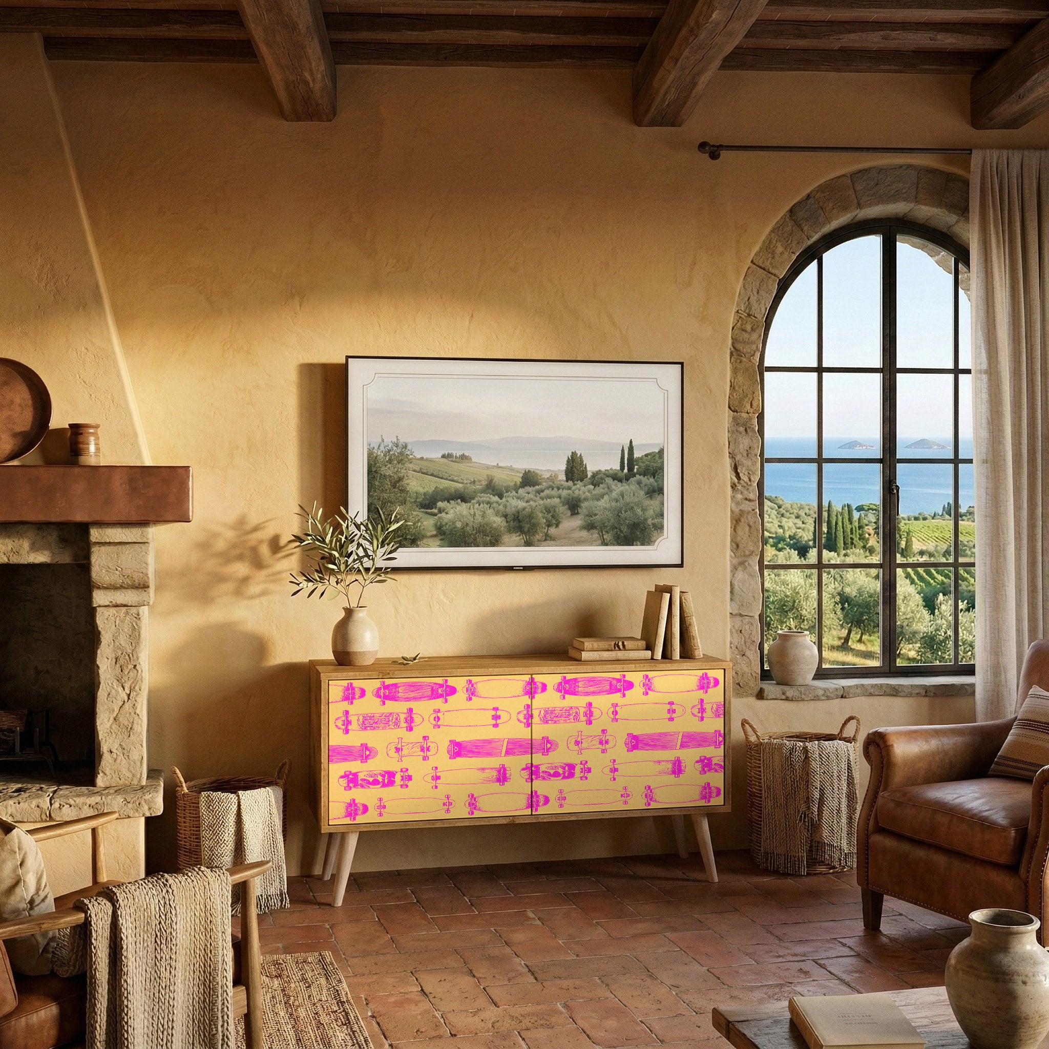 SKATEBOARD ARTISTRY Kompaktes 2-türiges TV-Lowboard