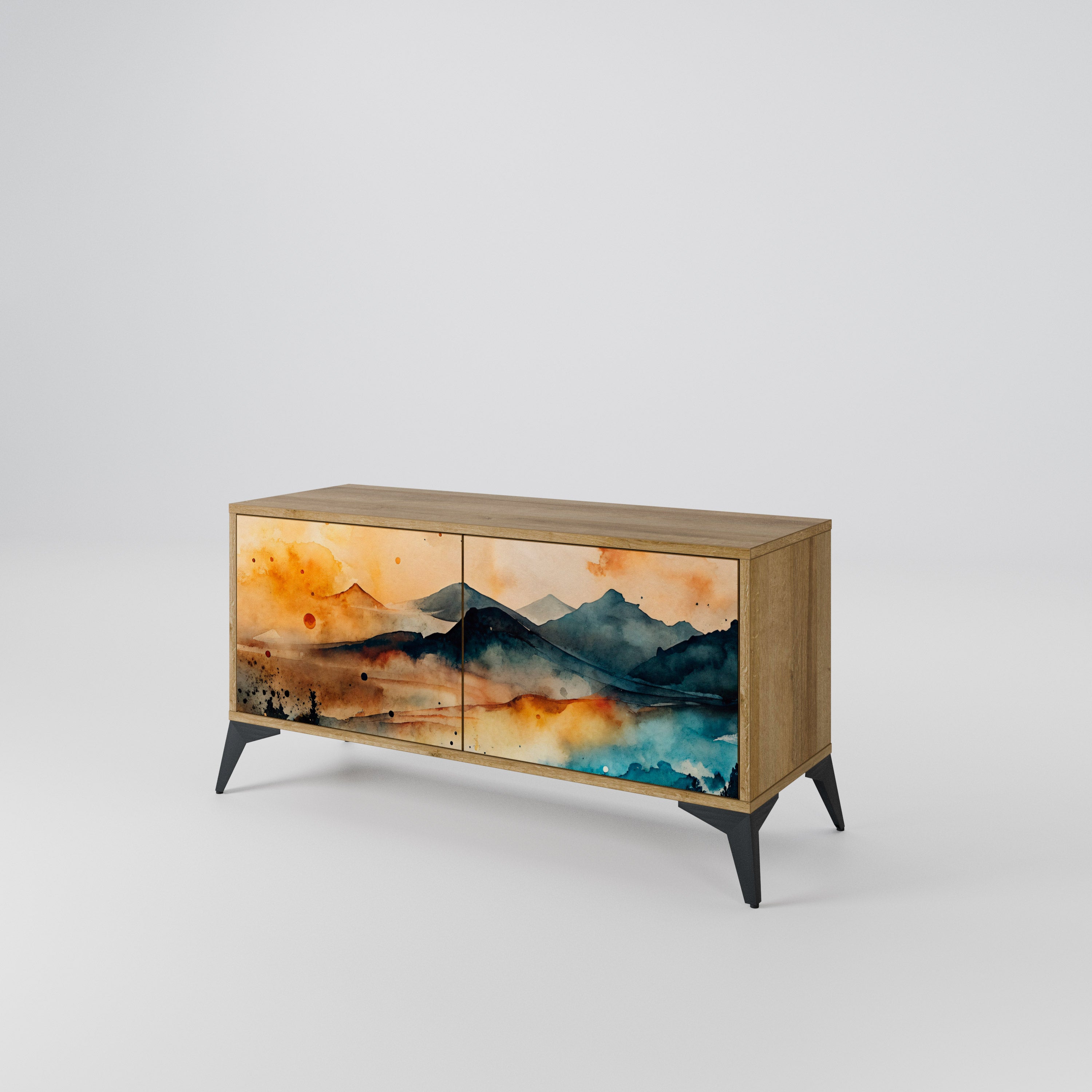 OMINOUS MOUNTAINS Compact 2-Door TV Cabinet