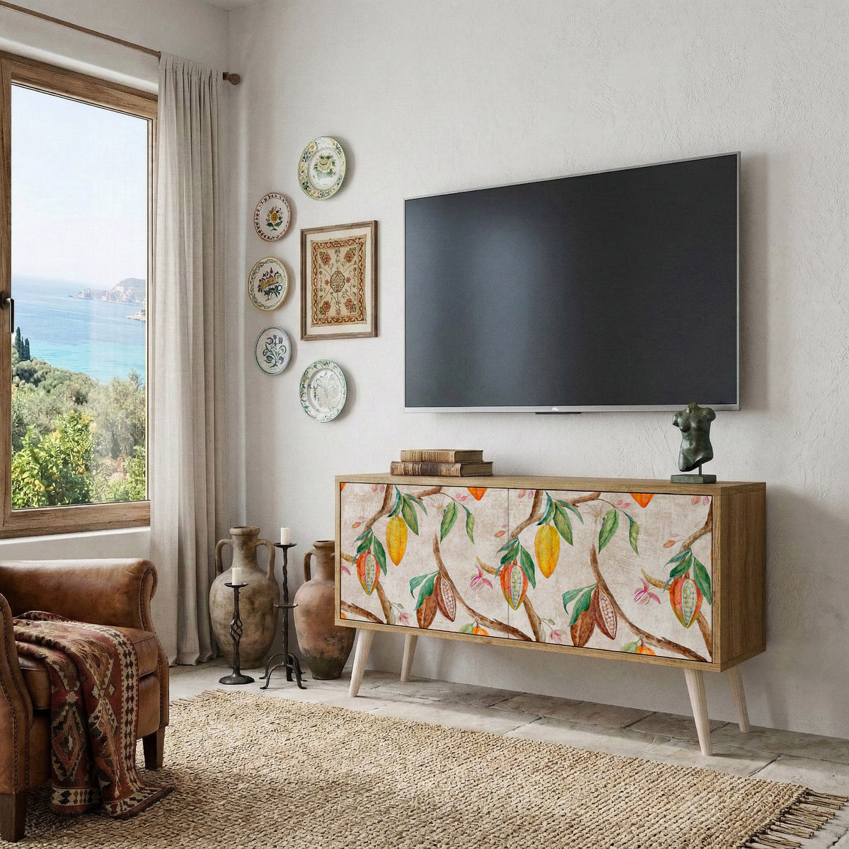 COCOA FRUITS Compact 2-Door TV Cabinet