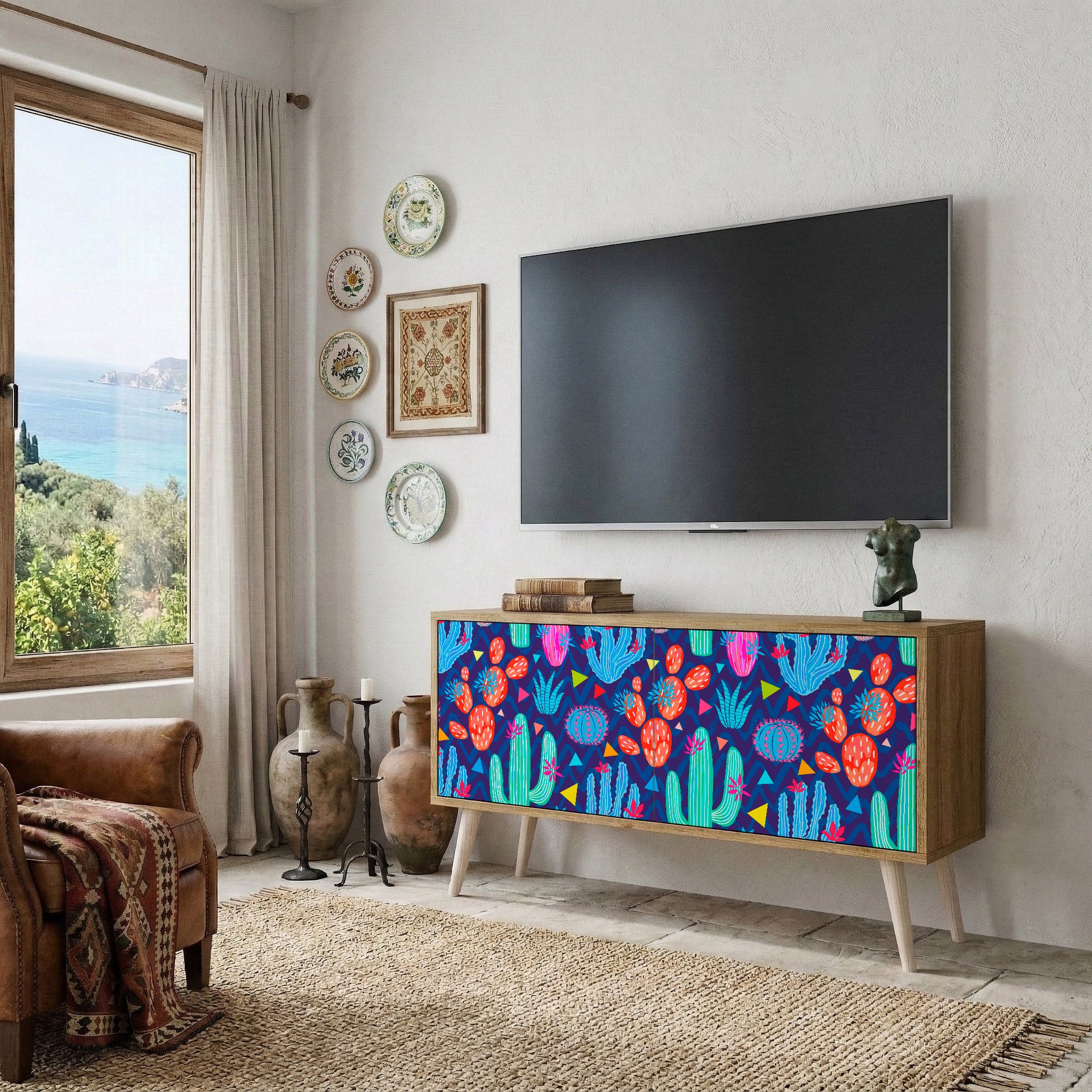 CACTUS VIBES Compact 2-Door TV Cabinet