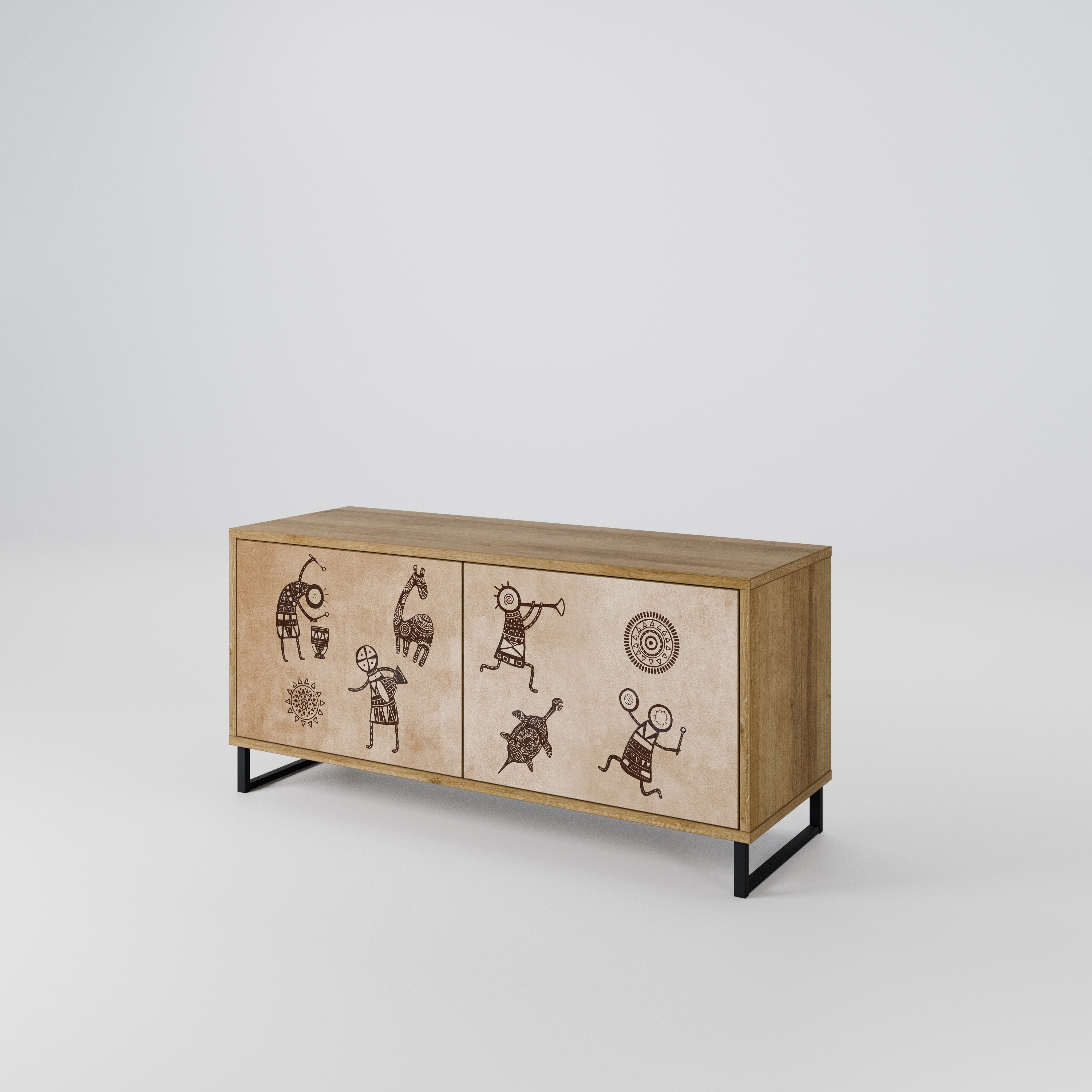 AFRICAN STYLE Compact 2-Door TV Cabinet