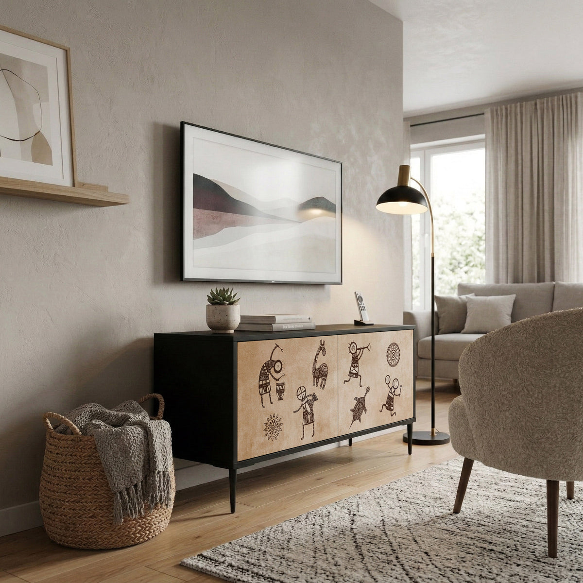 AFRICAN STYLE Compact 2-Door TV Cabinet