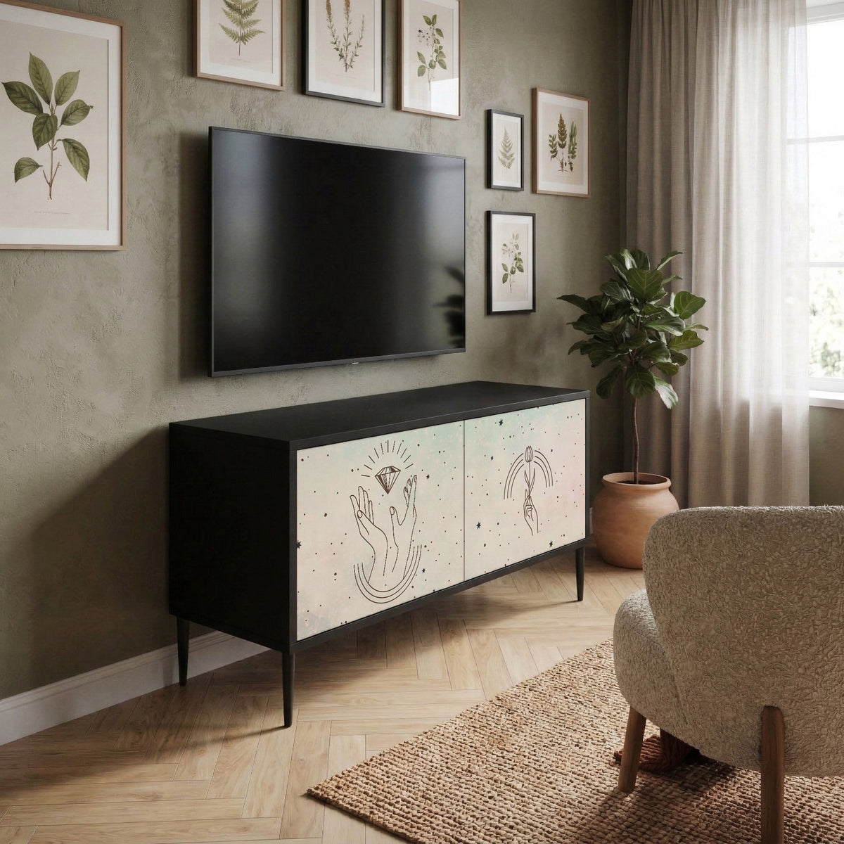 DELICATE BEAUTY Compact 2-Door TV Cabinet