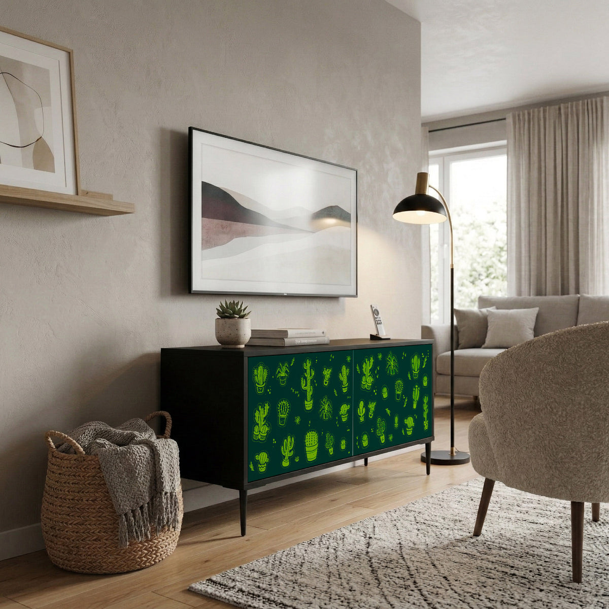 DESERT GREEN Compact 2-Door TV Cabinet