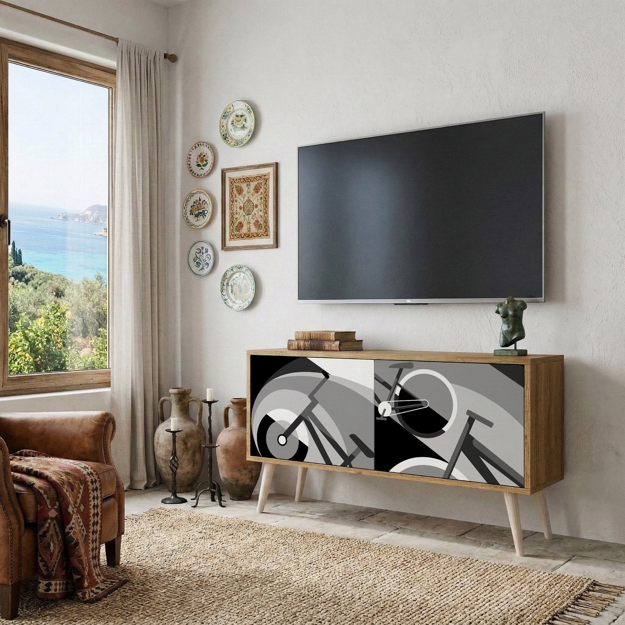 BIKE ENERGY Compact 2-Door TV Cabinet