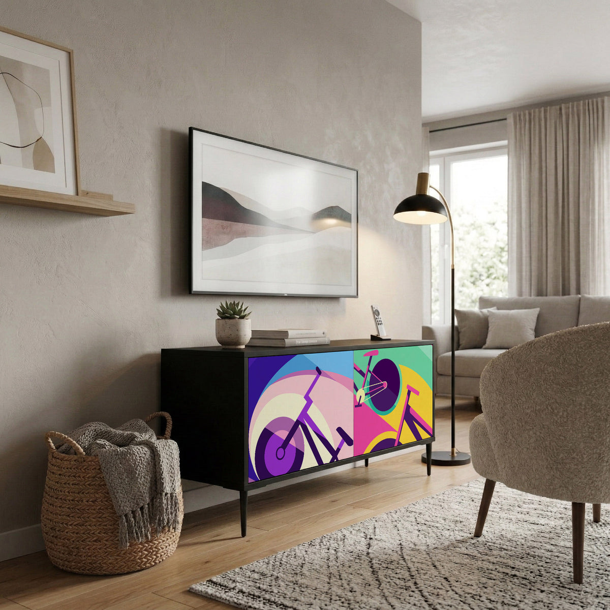 BIKE DREAMS Compact 2-Door TV Cabinet