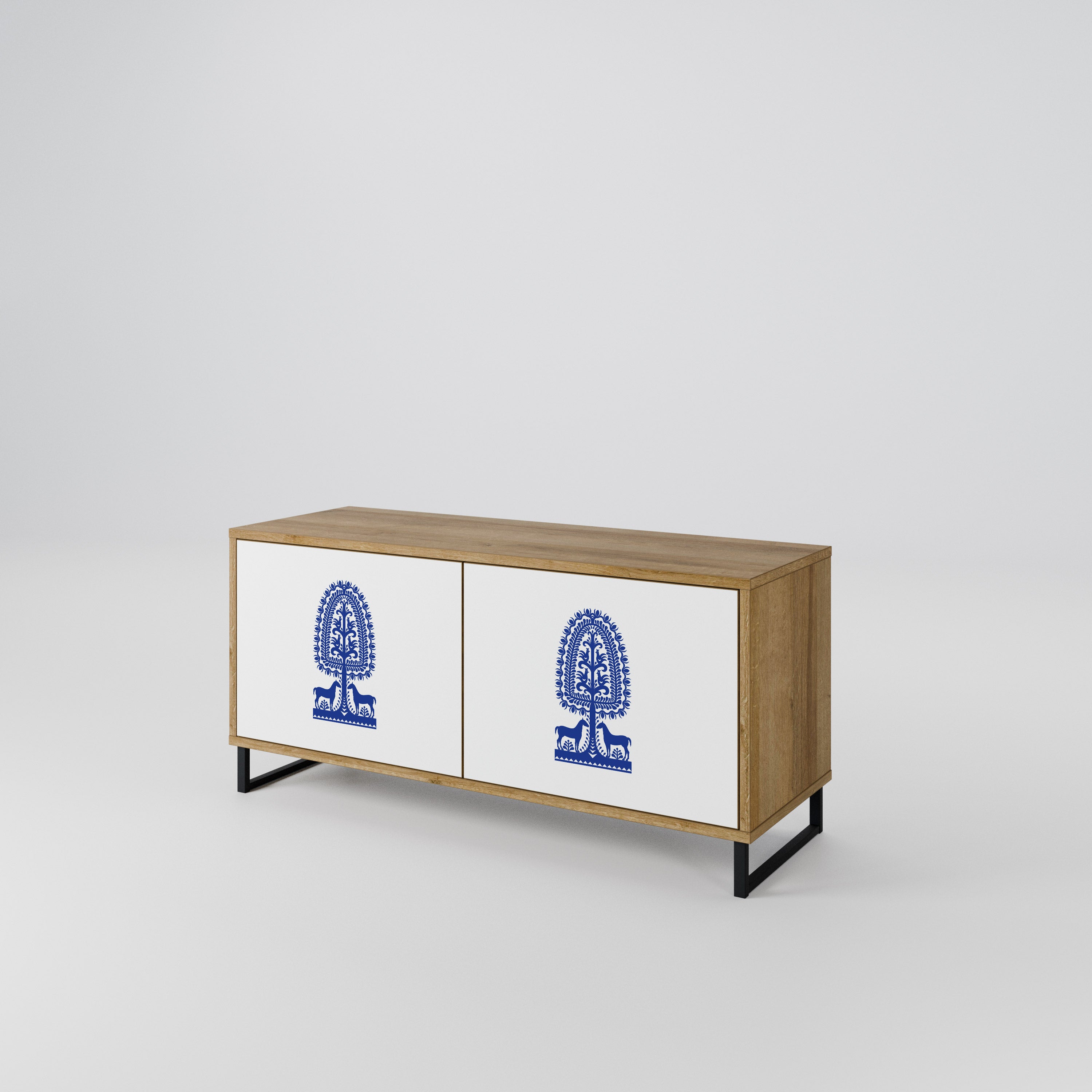 POLISH FOLK ART Compact 2-Door TV Cabinet