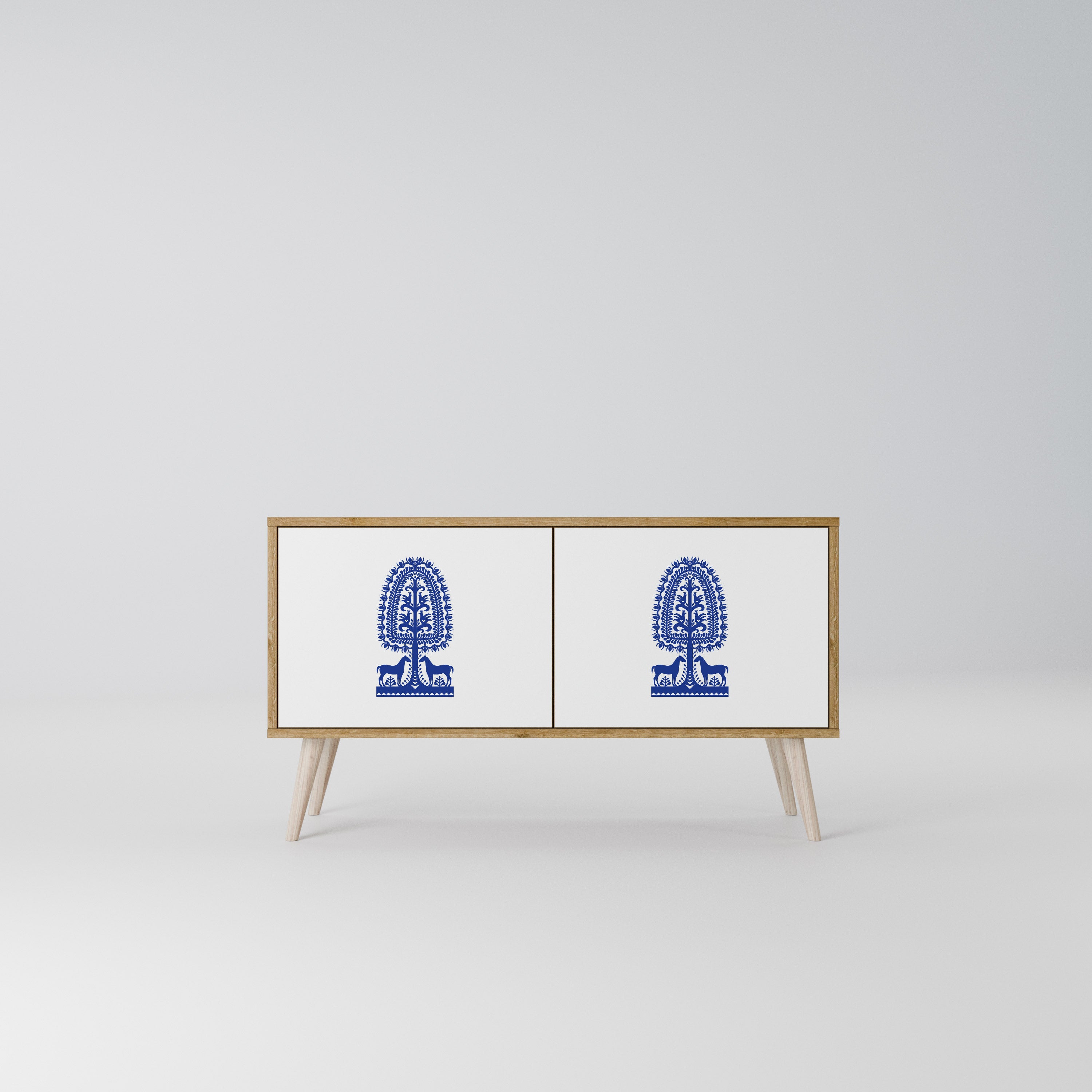 POLISH FOLK ART Compact 2-Door TV Cabinet