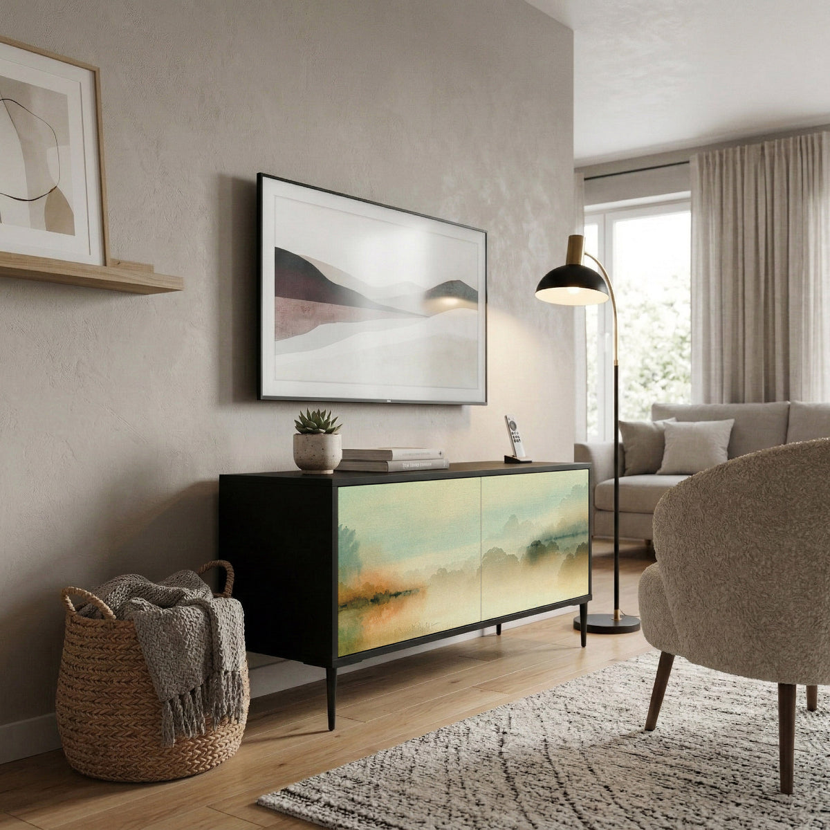 MORNING BY THE LAKE Compact 2-Door TV Cabinet