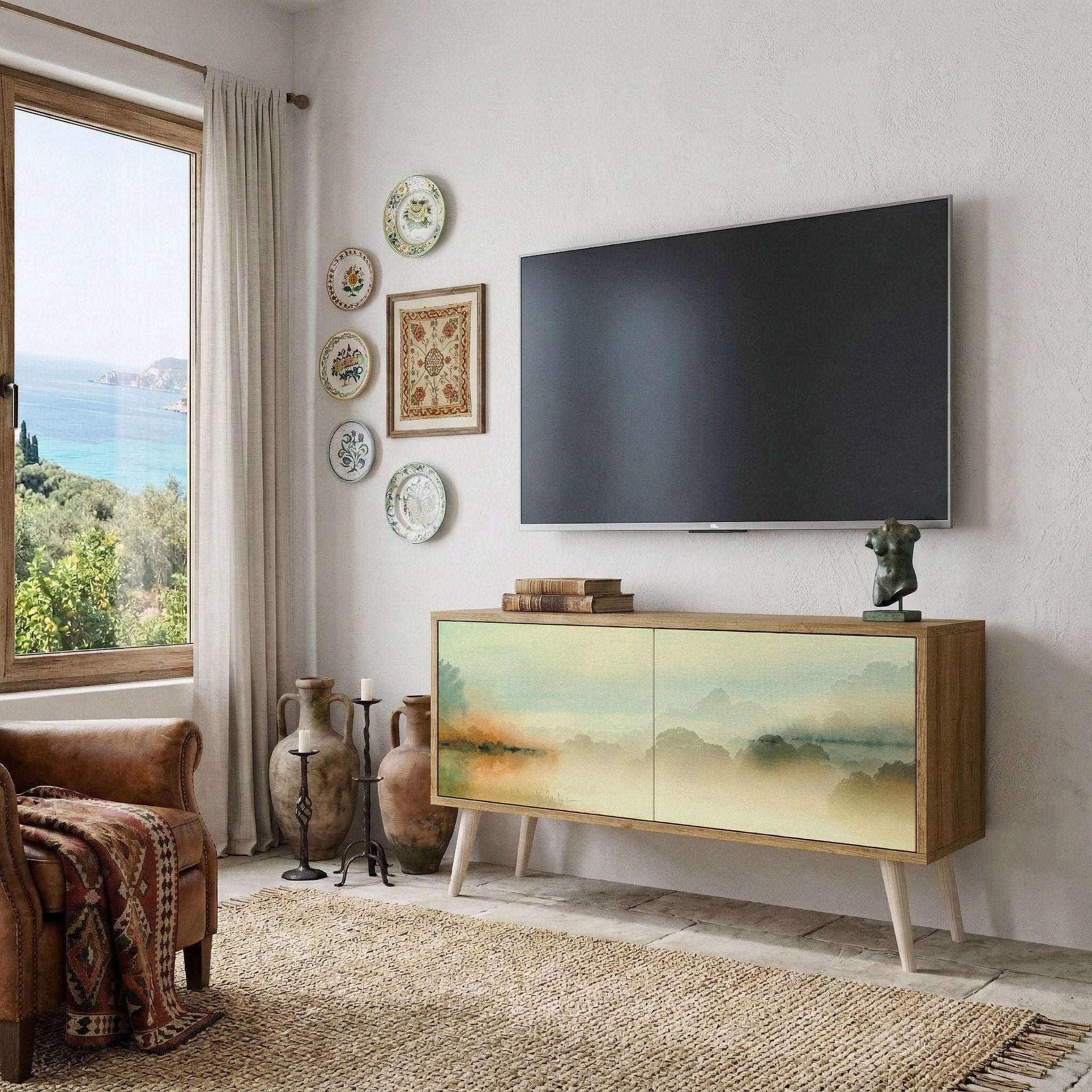 MORNING BY THE LAKE Compact 2-Door TV Cabinet