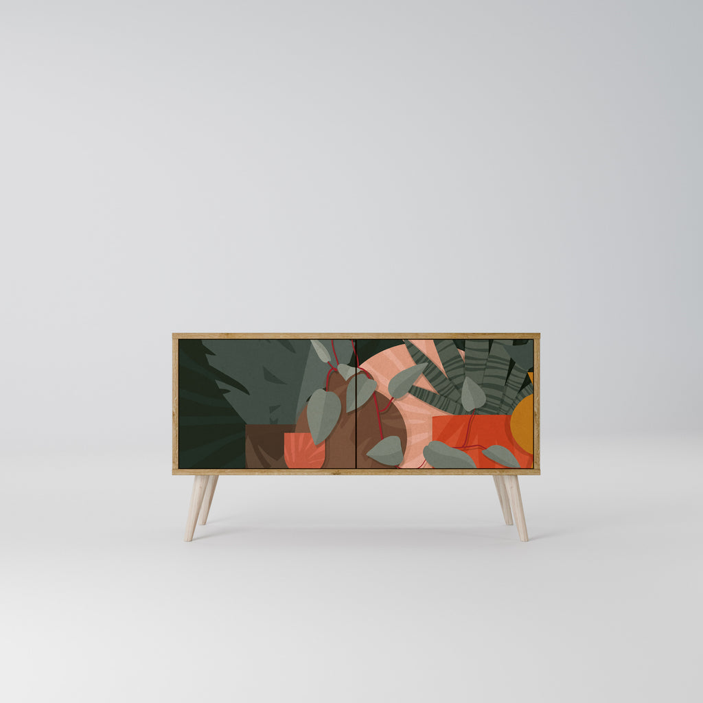 TROPICAL COMPOSITION Compact 2-Door TV Cabinet