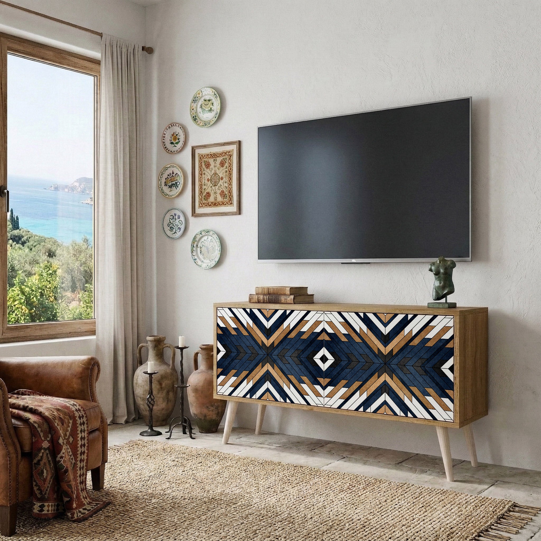 ARTFUL GEOMETRY Compact 2-Door TV Cabinet